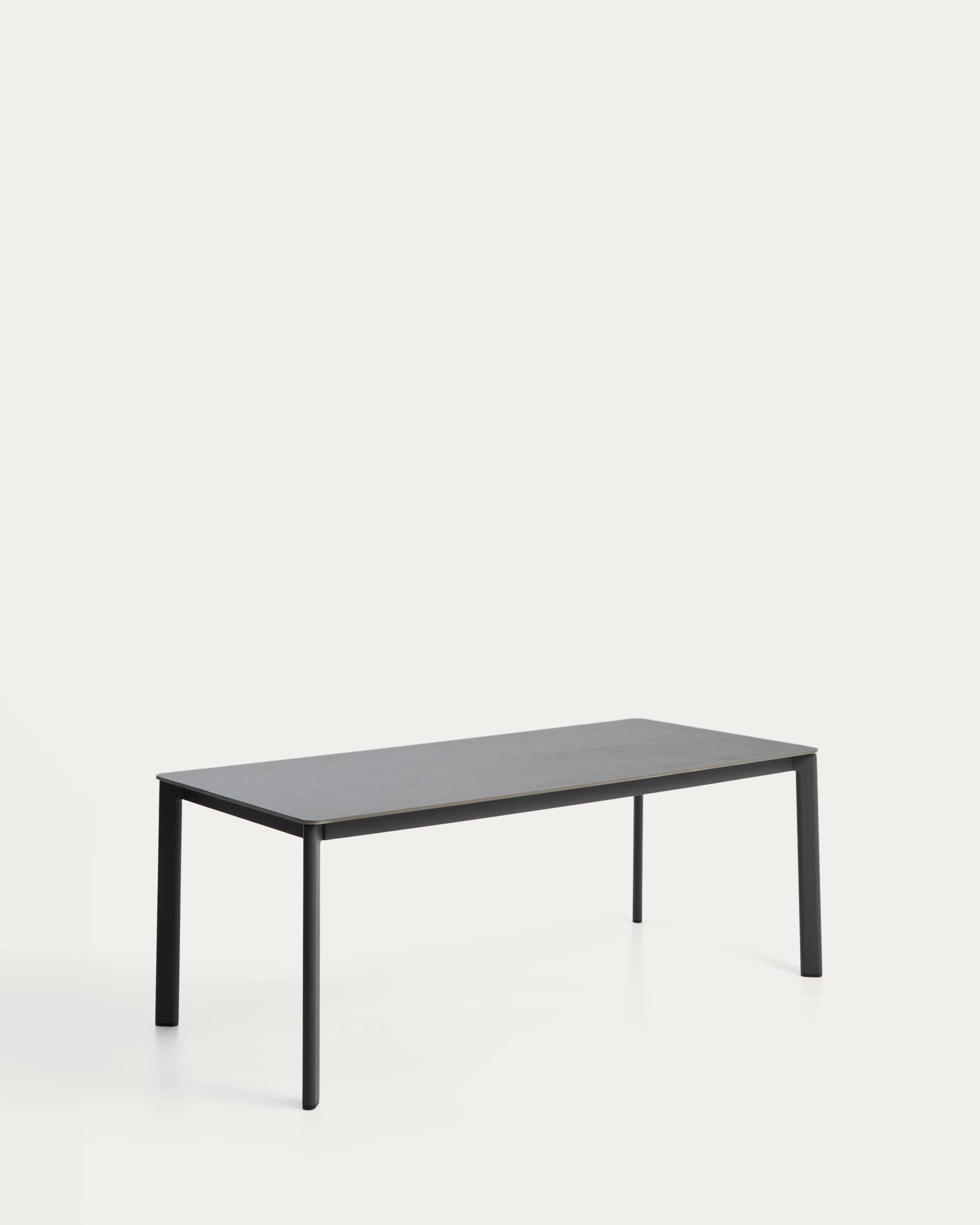 Anafi table in sintered stone and graphite aluminium 180 x 90cm