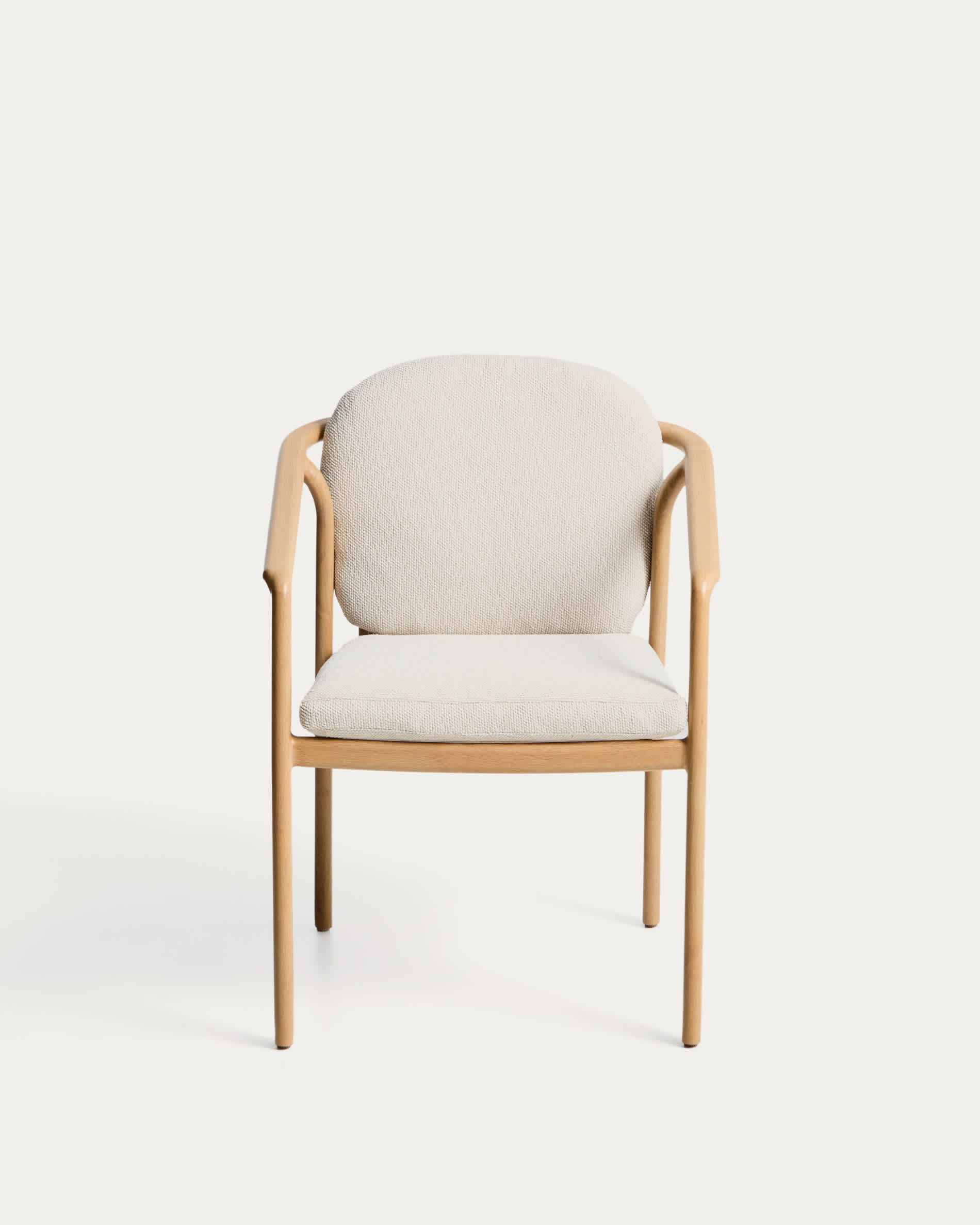 Sirte stackable outdoor chair in aluminium with wood-effect finish and ecru rope cord
