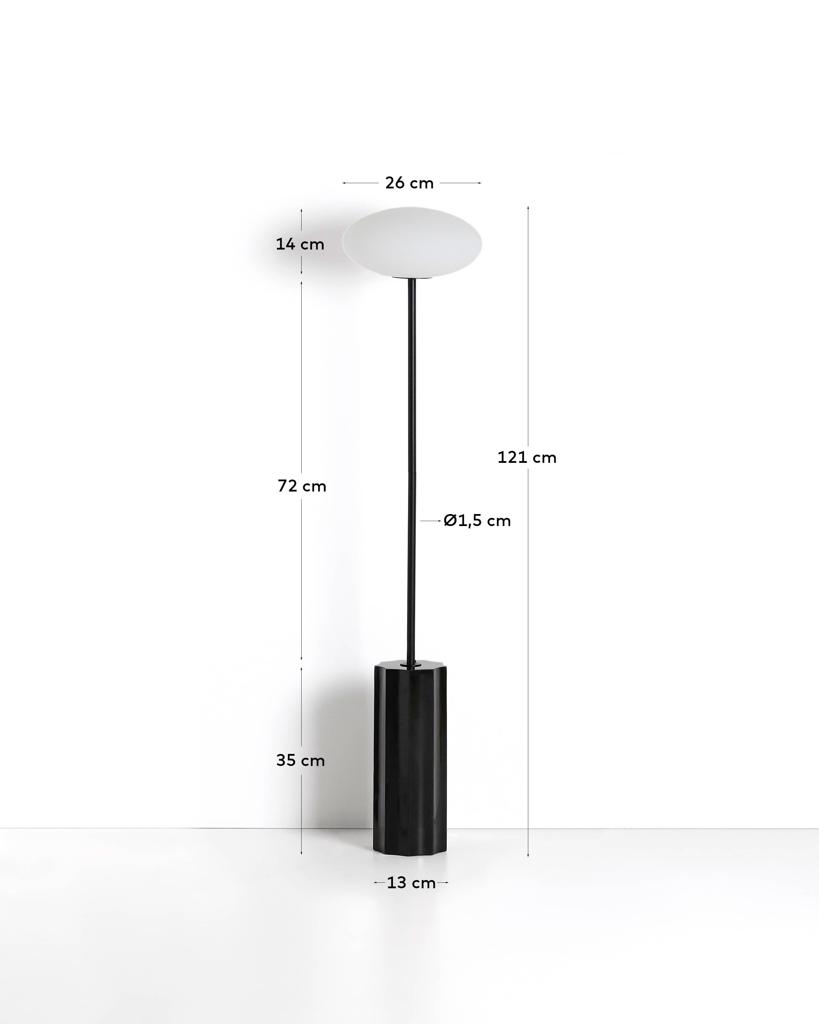 Idela floor lamp in smoked glass and black marble
