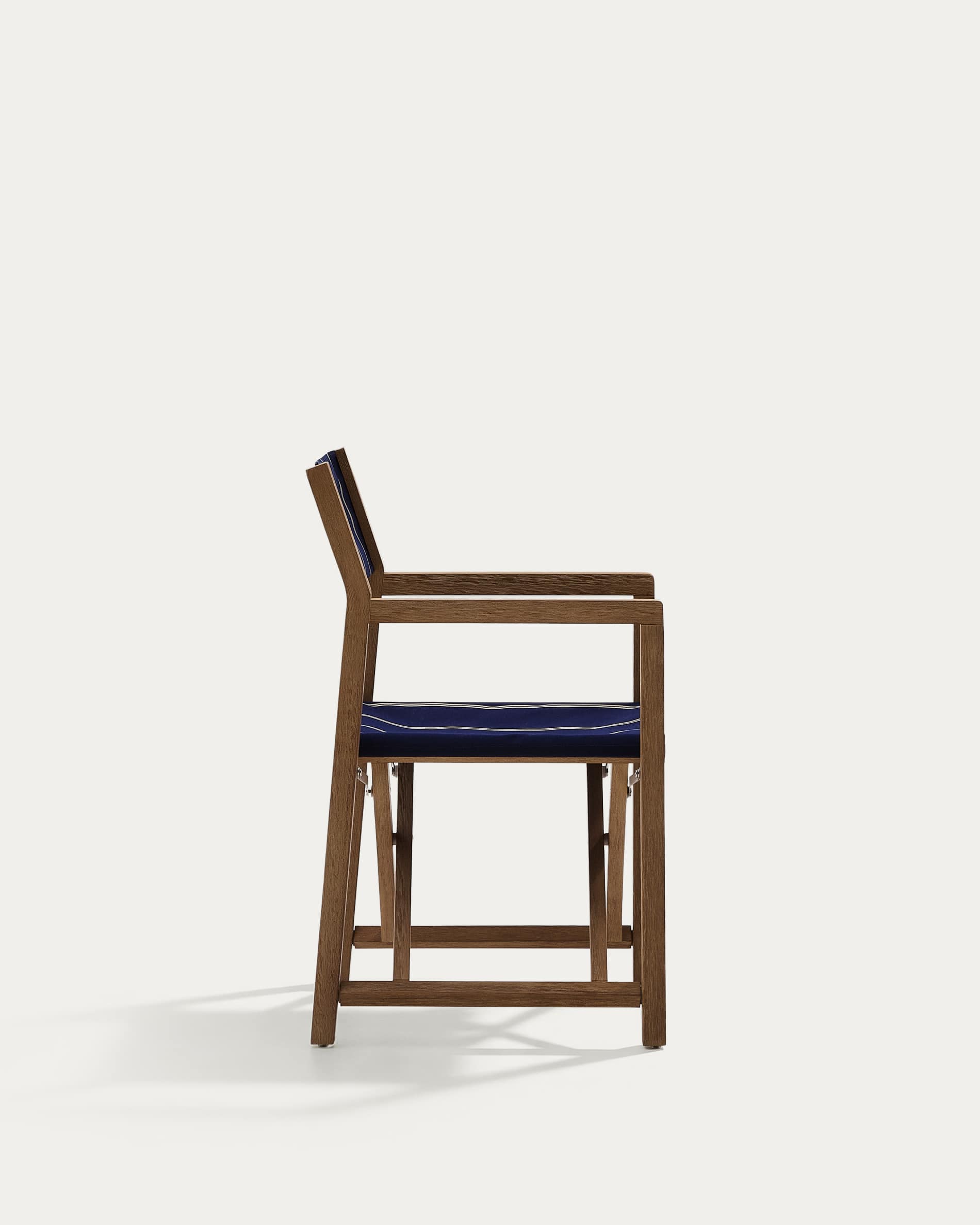 Vilara blue and beige striped outdoor folding chair made of FSC 100% solid acacia wood