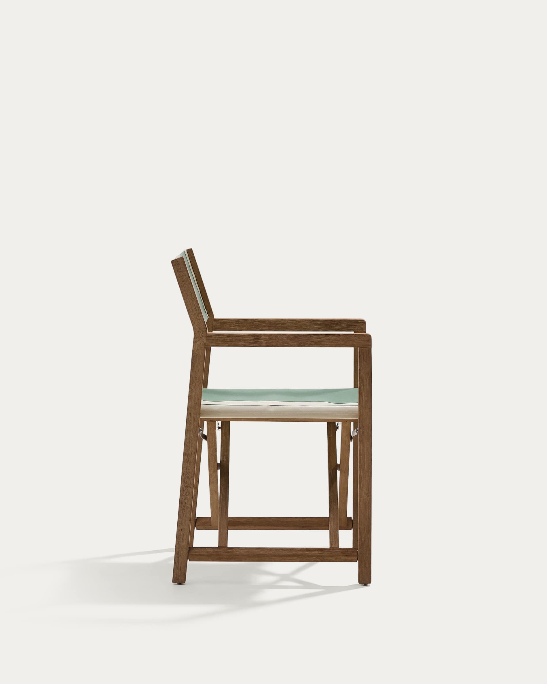 Vilara green and beige striped outdoor folding chair made of FSC 100% solid acacia wood