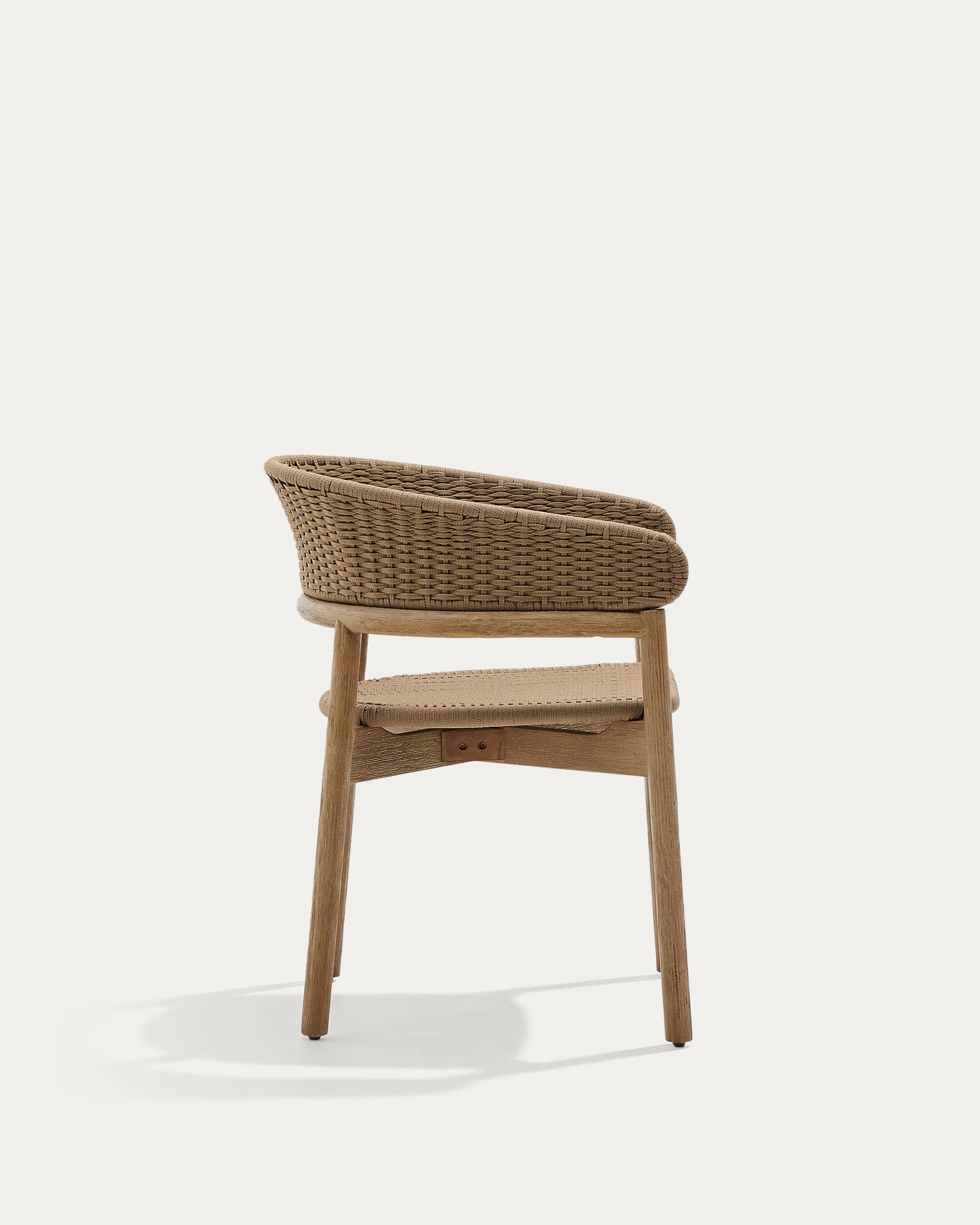 Arinella chair in FSC 100% solid acacia wood with natural finish and beige rope cord