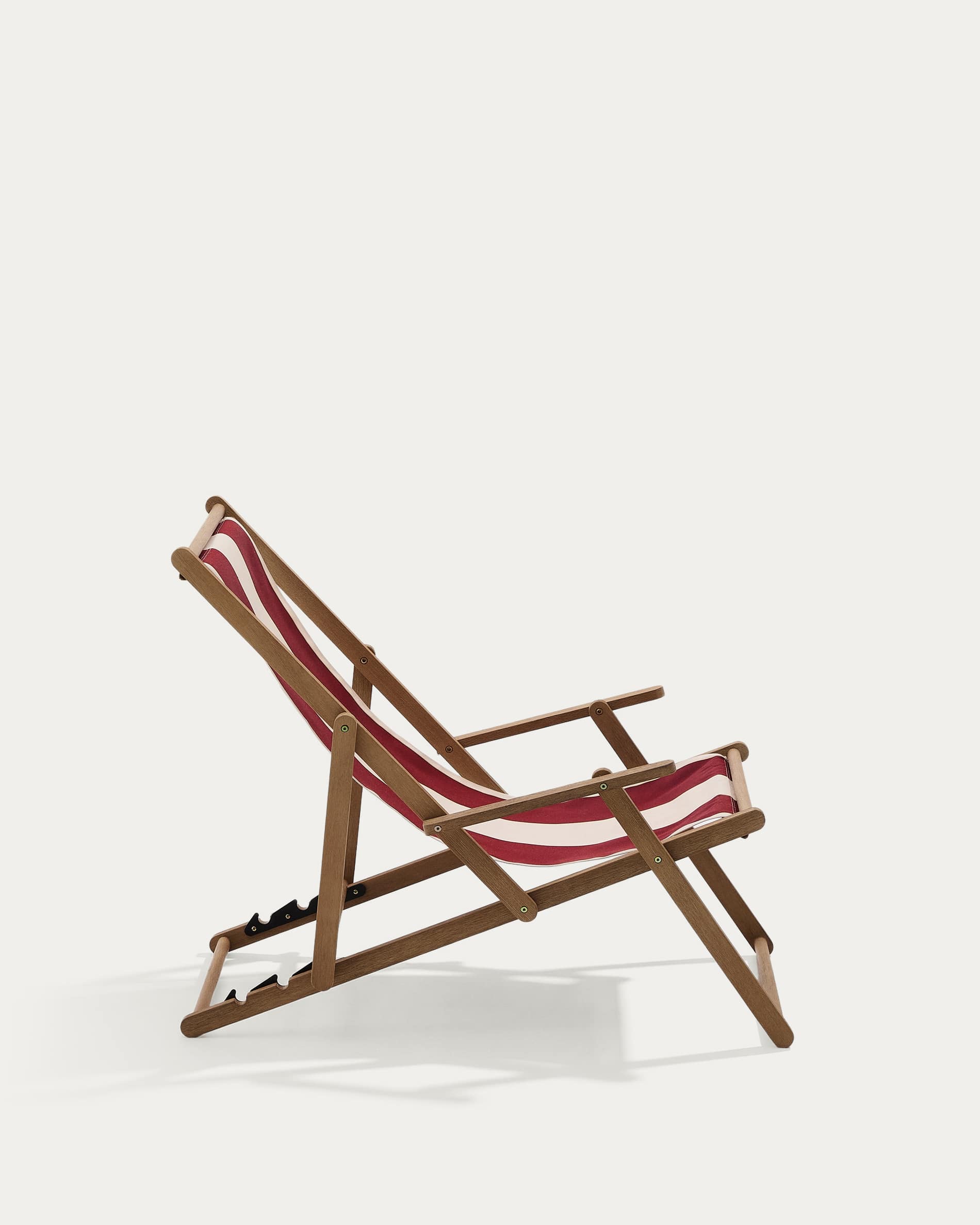 Vilara burgundy and beige striped outdoor folding deck chair made of FSC 100% solid acacia wood