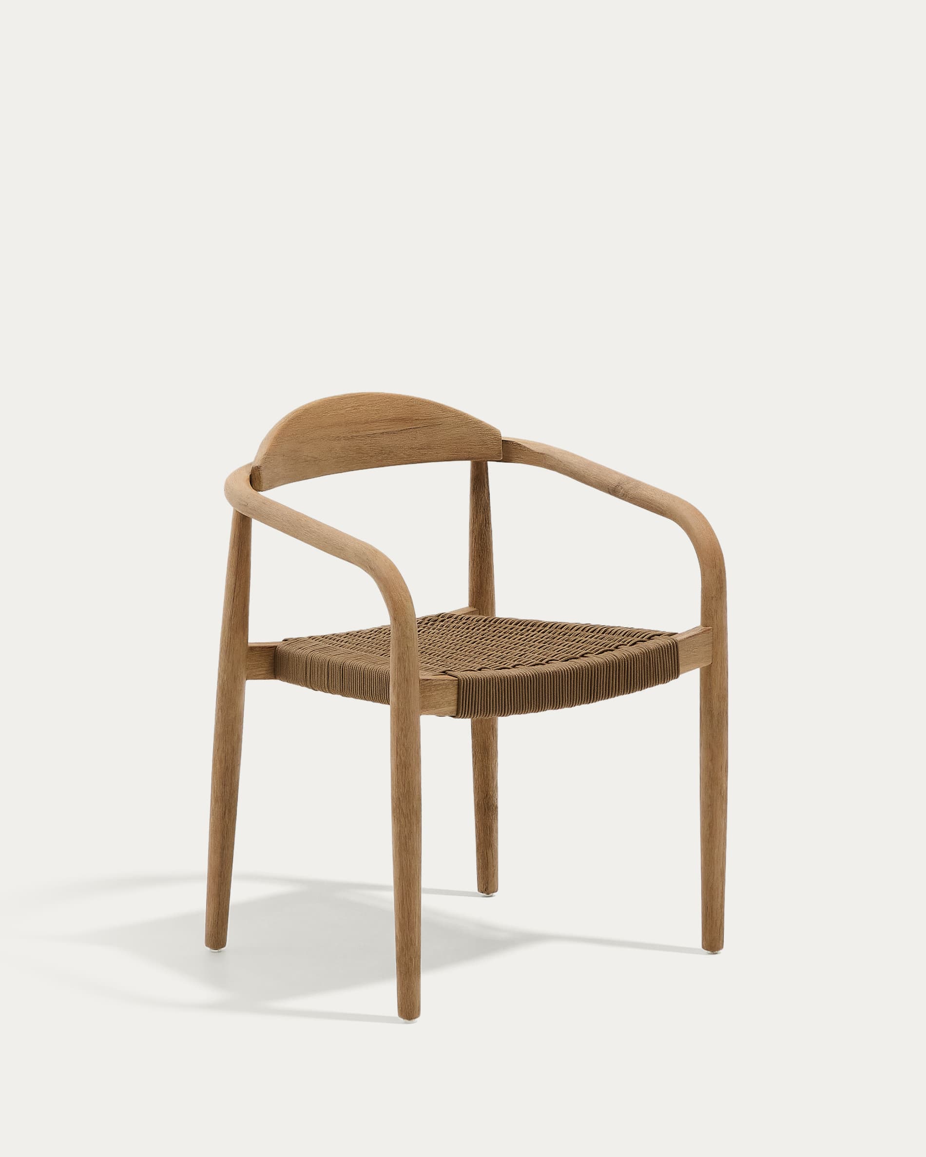 Kave Home - Silla apilable Nina de madera maciza de acacia y cuerda beige FSC 100%