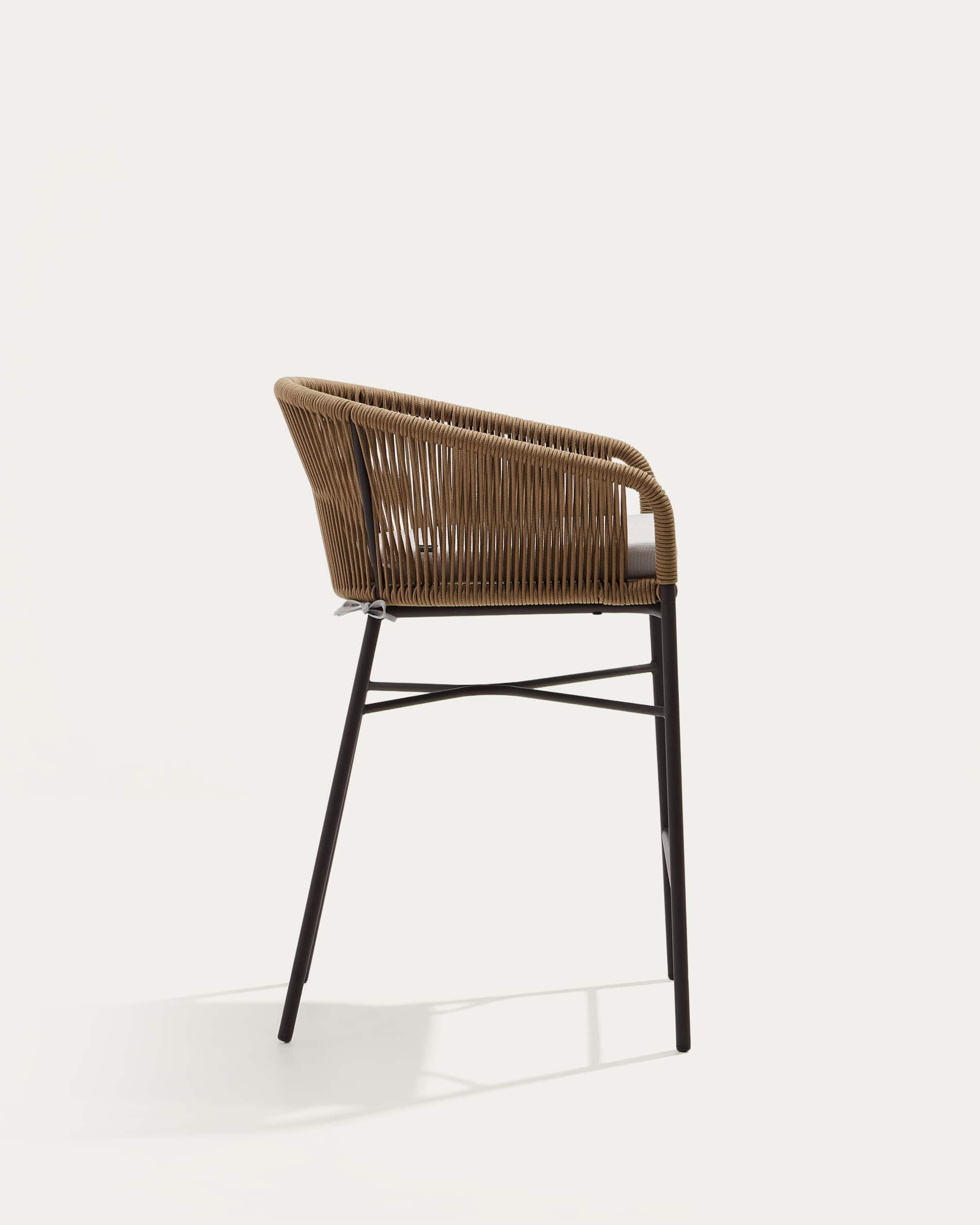 Yanet stool made from beige cord and galvanised steel, height 65 cm