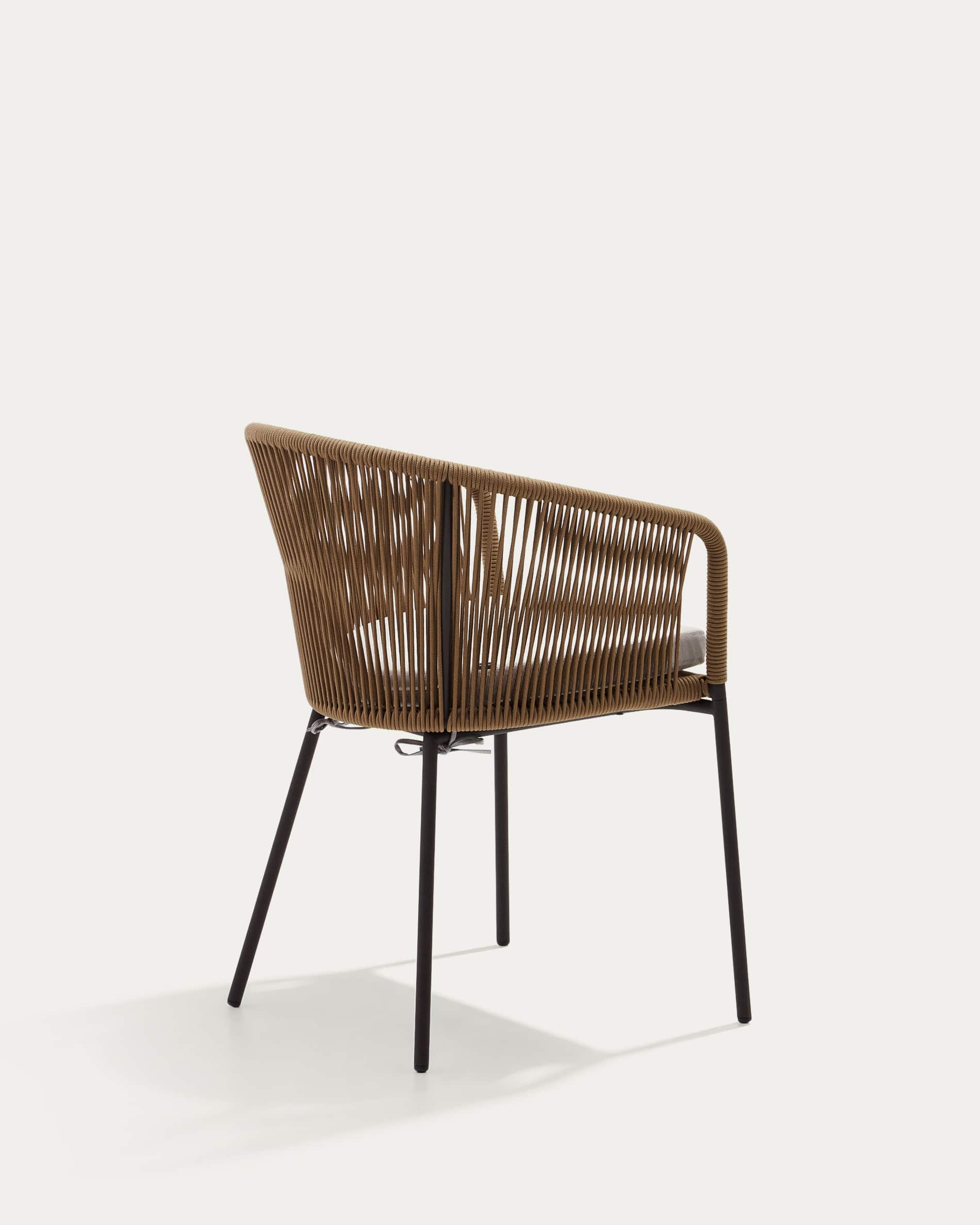 Yanet beige rope chair with galvanised steel legs