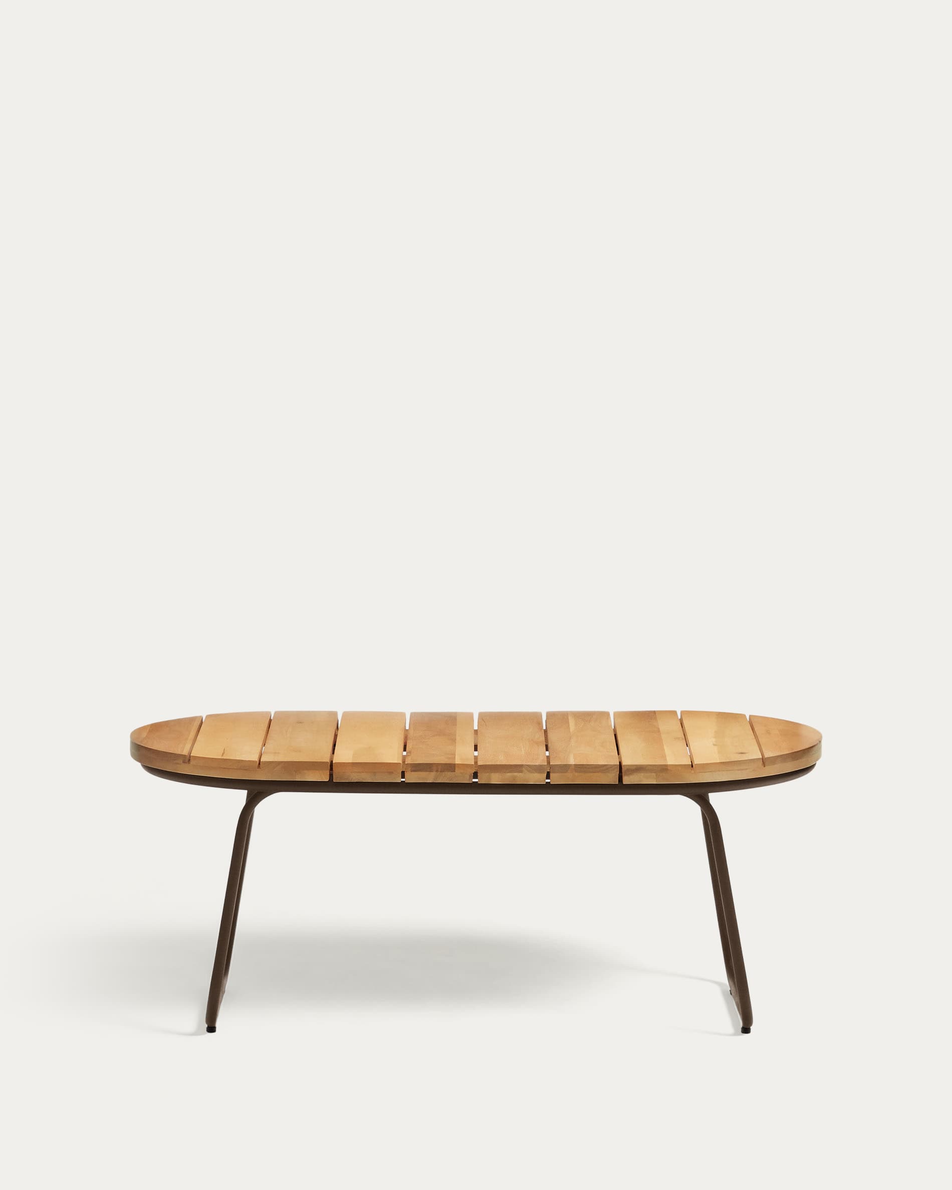 Salguer outdoor coffee table in solid acacia & brown steel, Ø 100 x 50 cm FSC 100%
