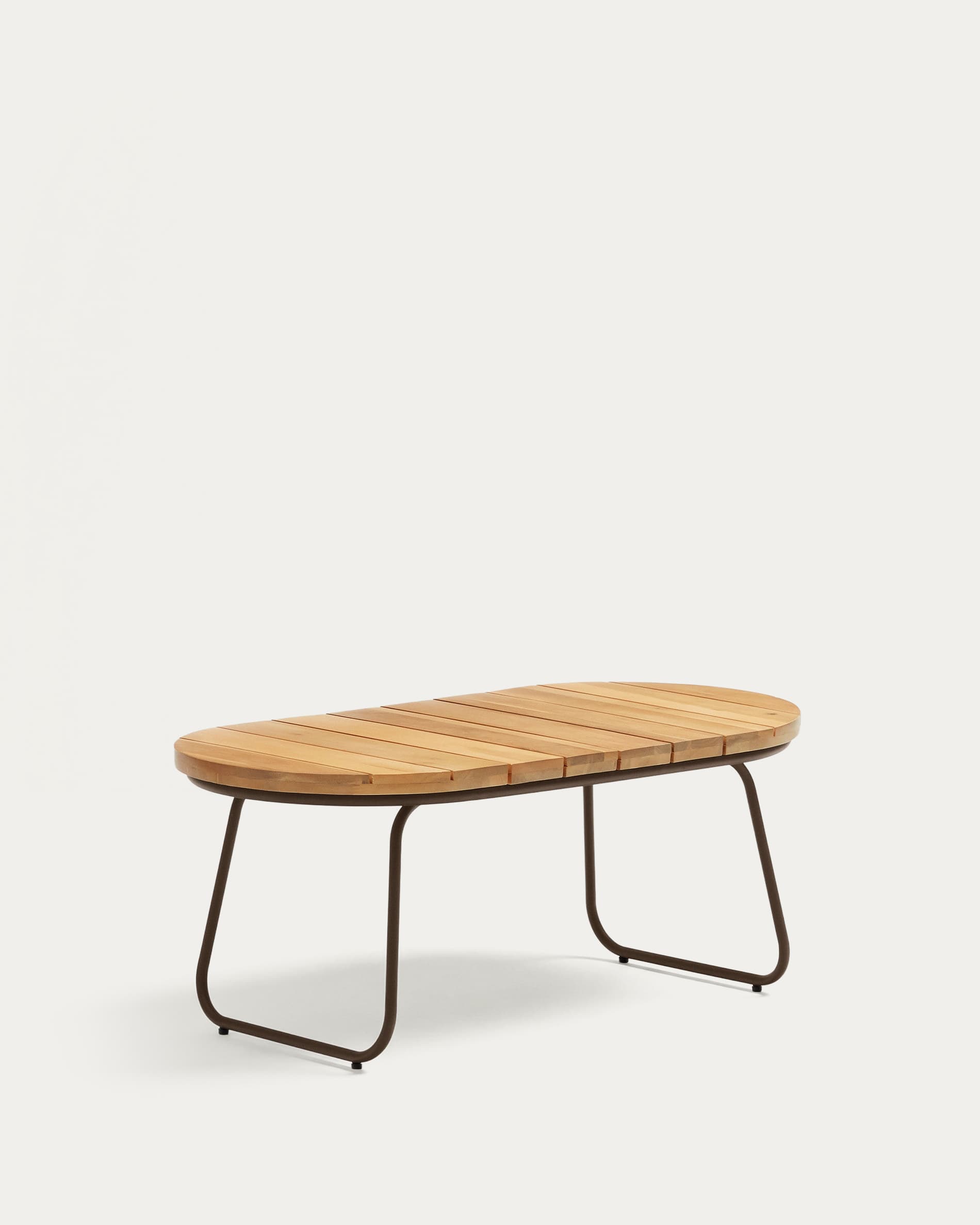 Salguer outdoor coffee table in solid acacia & brown steel, Ø 100 x 50 cm FSC 100%