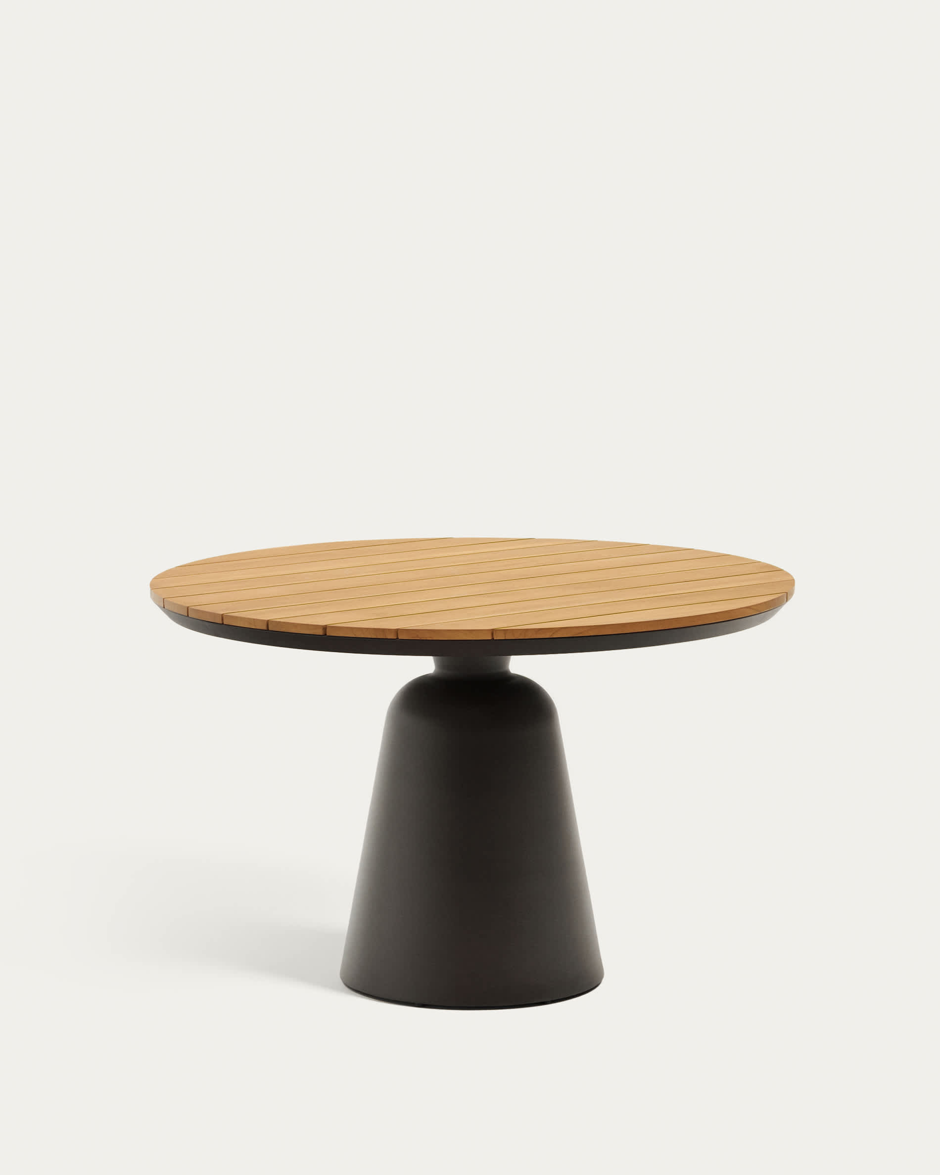Tudons round outdoor table in aluminium in a grey and teak finish, Ø120 cm FSC 100%