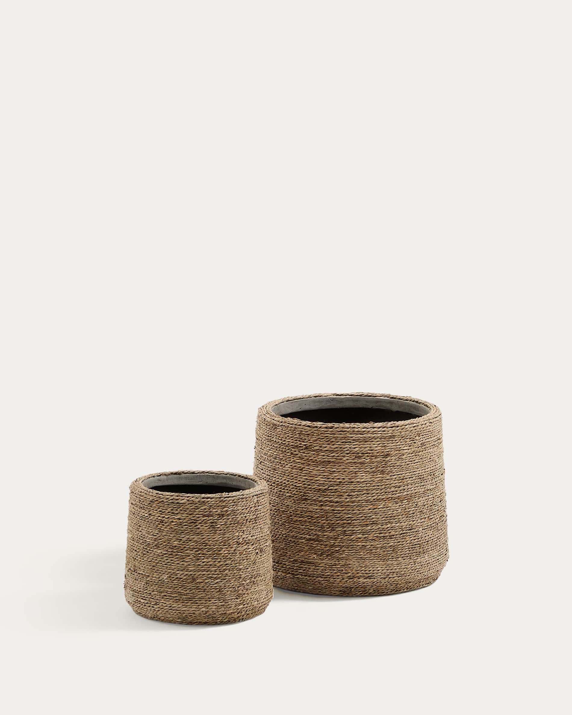 Sigal set of 2 cement plant pots in a natural finish, Ø 24 cm / 31 cm