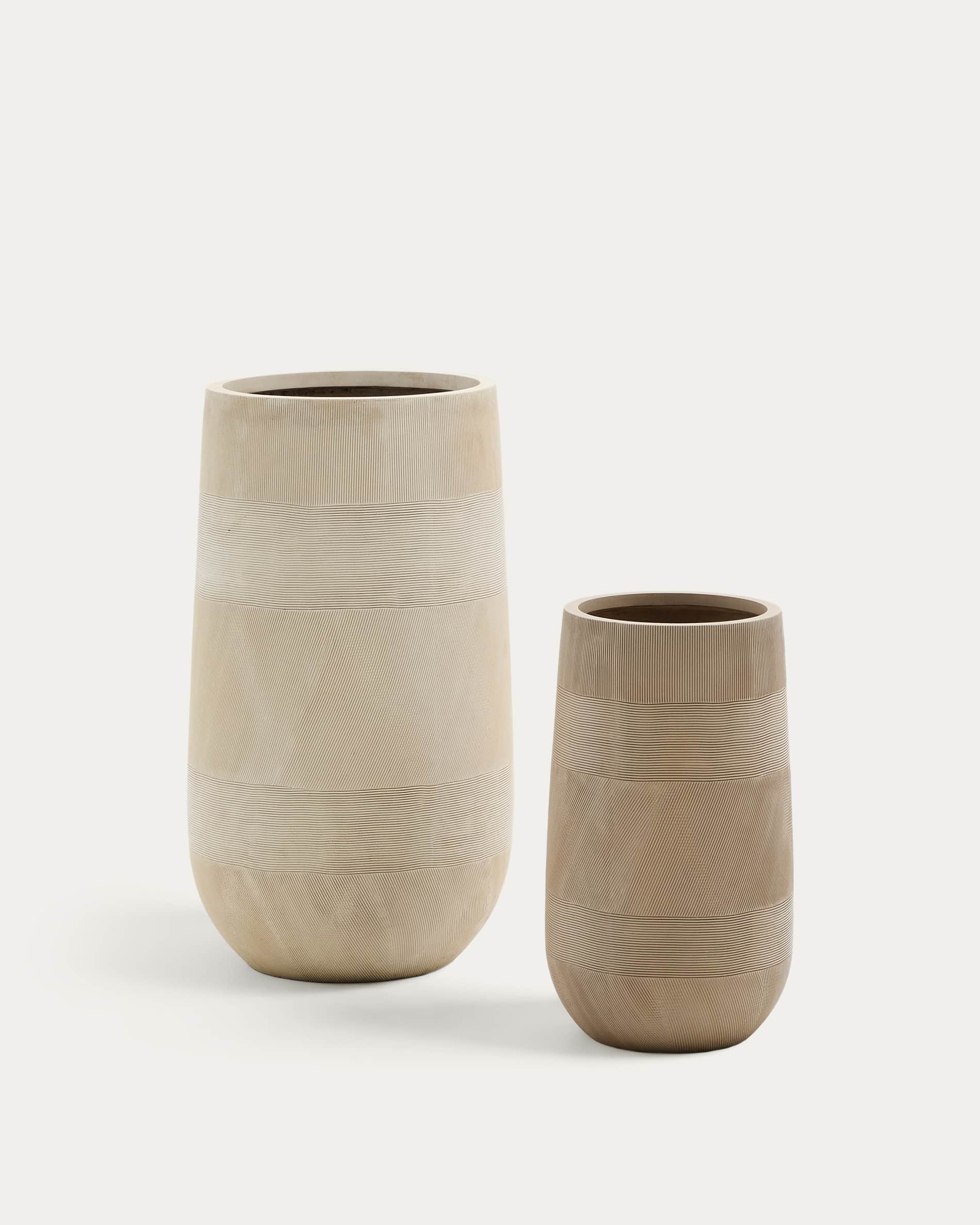 Tival beige cement-effect planter Ø 45 cm / Ø 32 cm