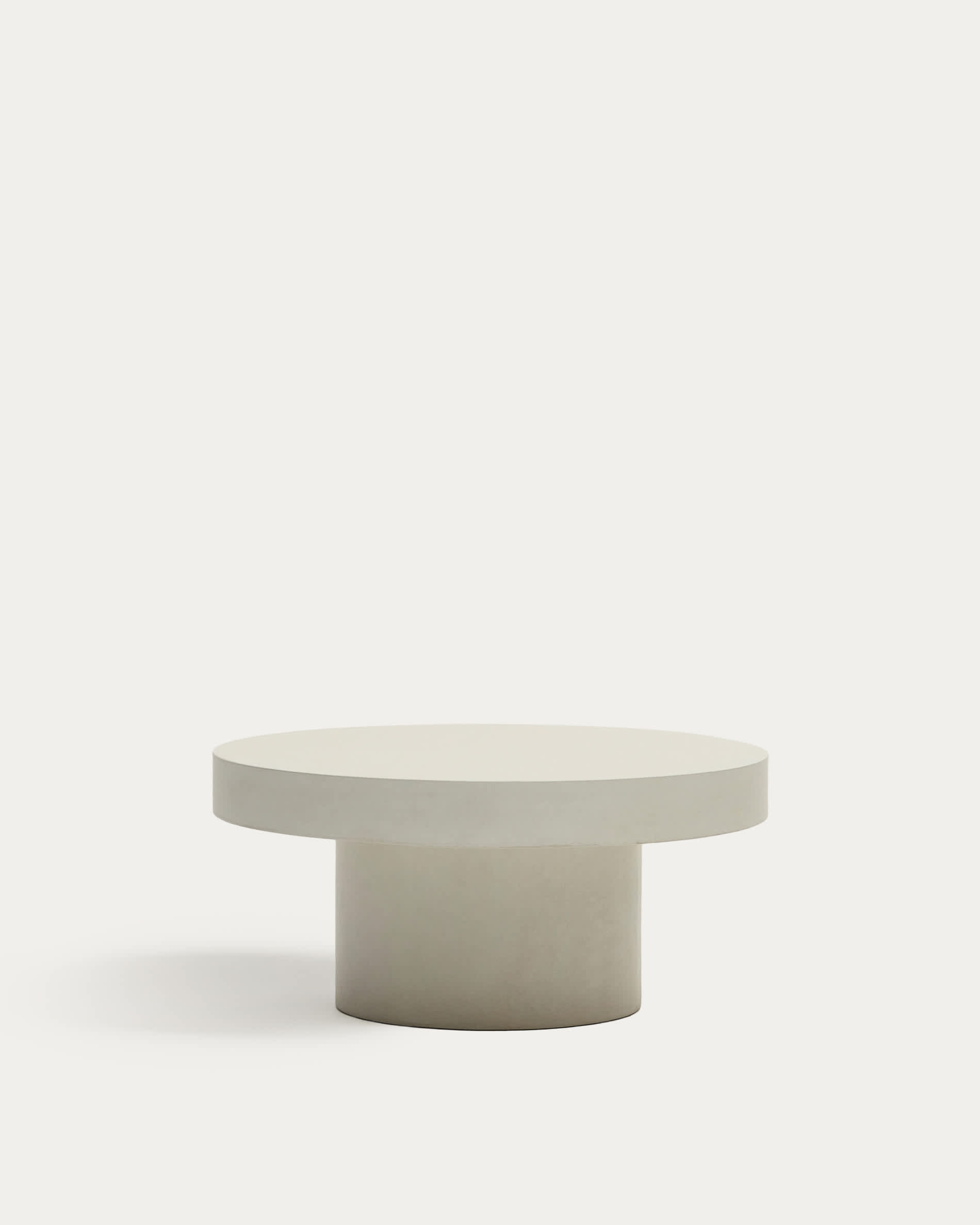 Aiguablava round coffee table in white cement, Ø 90 cm