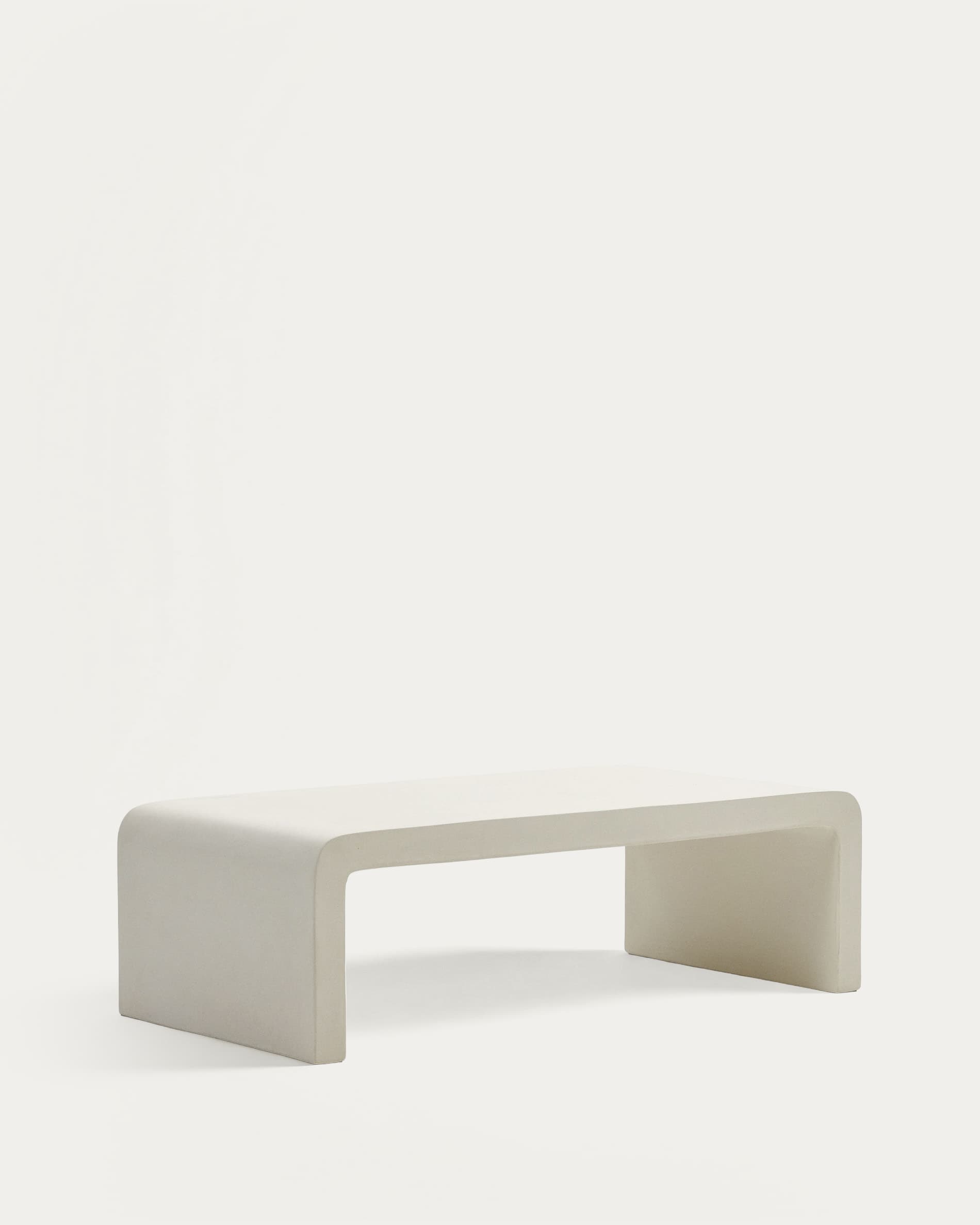 Aiguablava coffee table in white cement, 135 x 65 cm