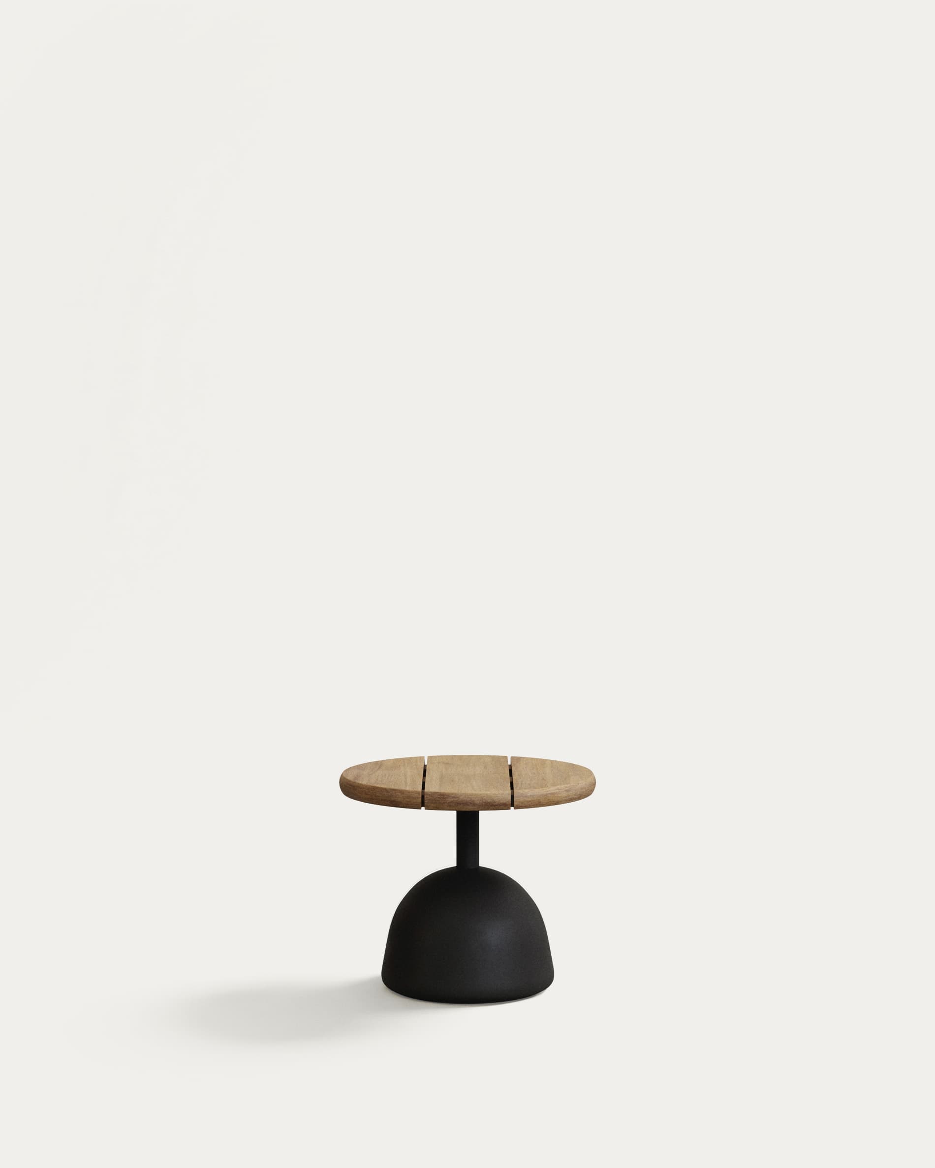 Saura coffee table with natural finish acacia top and black cement base Ø43x35cm
