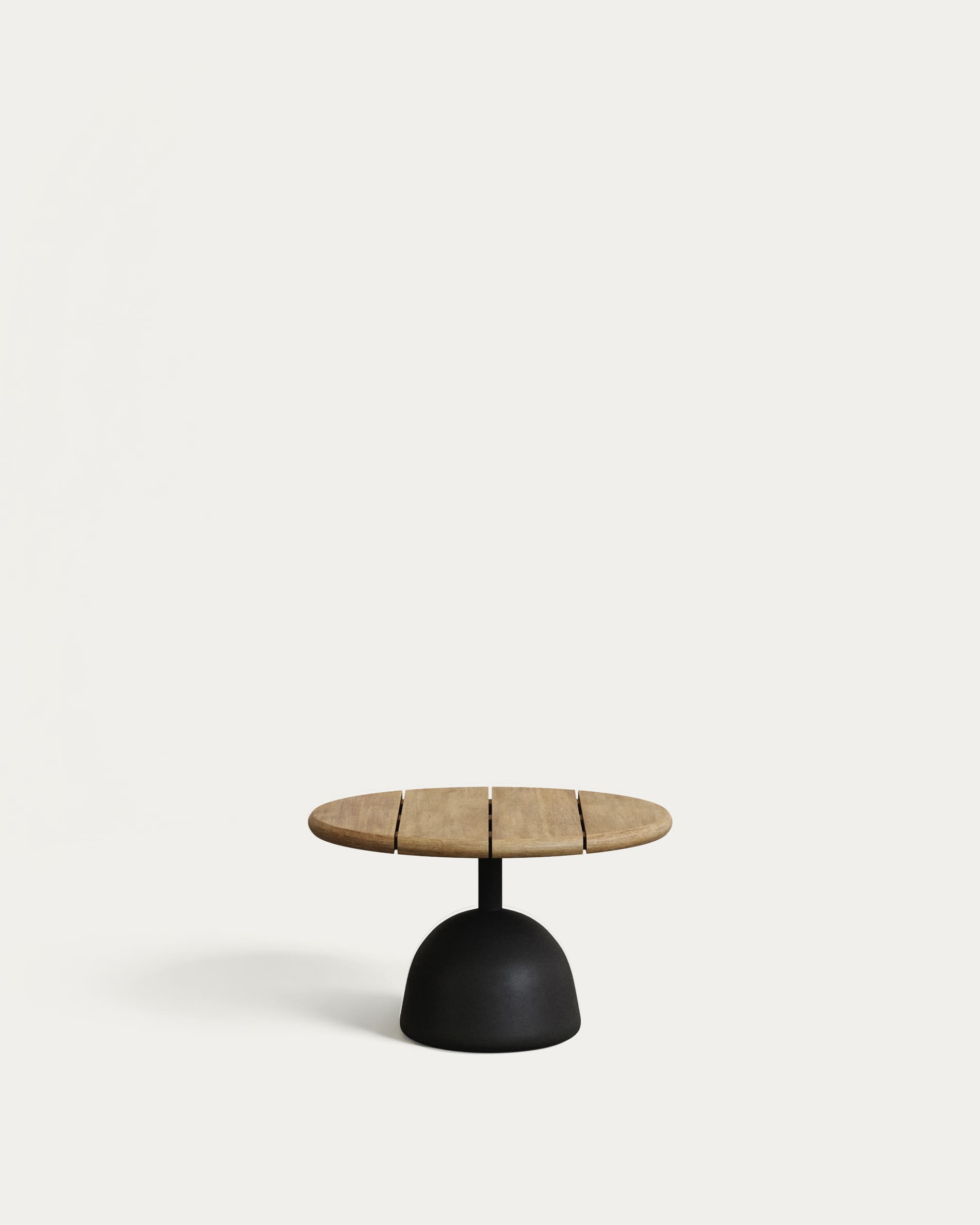 Saura coffee table with natural finish acacia top and black cement base Ø55x35cm