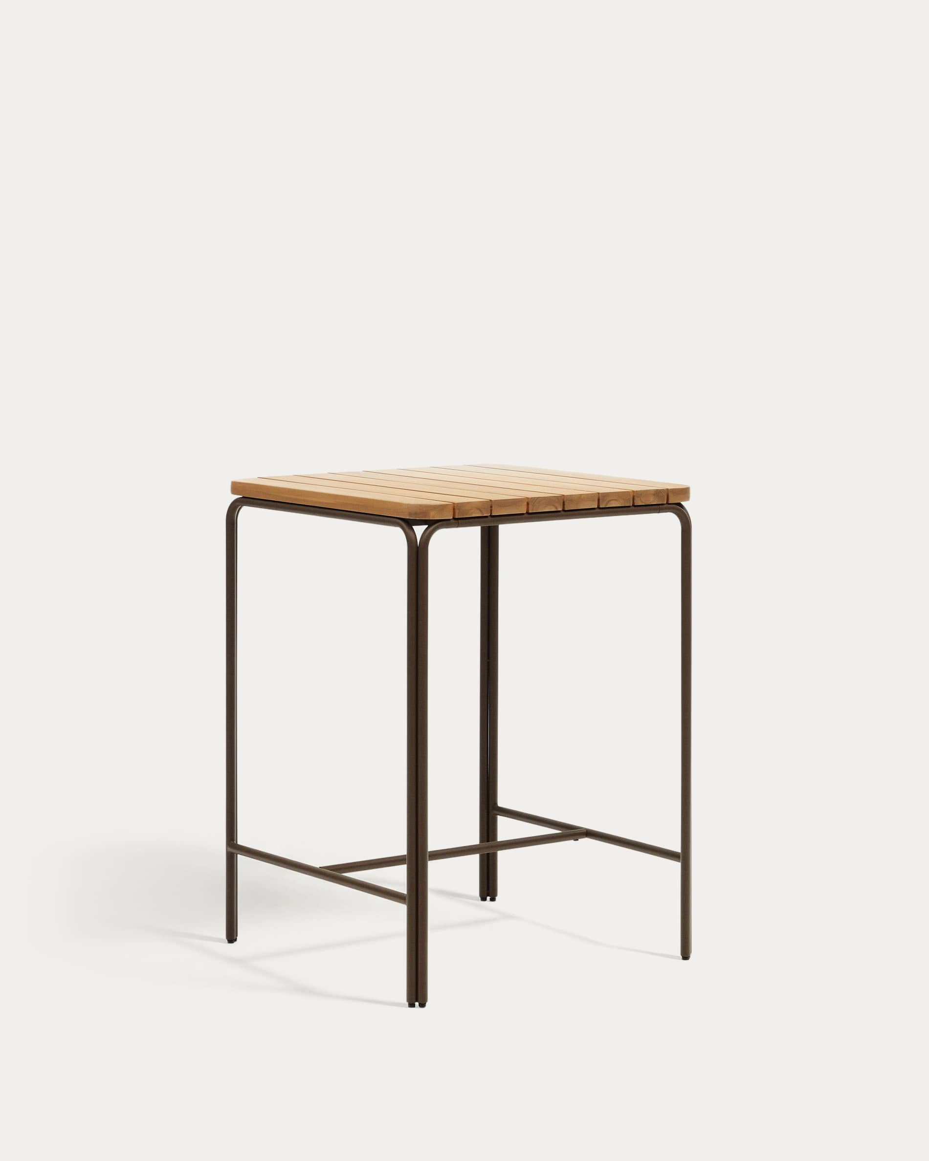 Salguer solid acacia & brown steel bar table, outdoor suitable, 70 x 70 cm FSC 100%