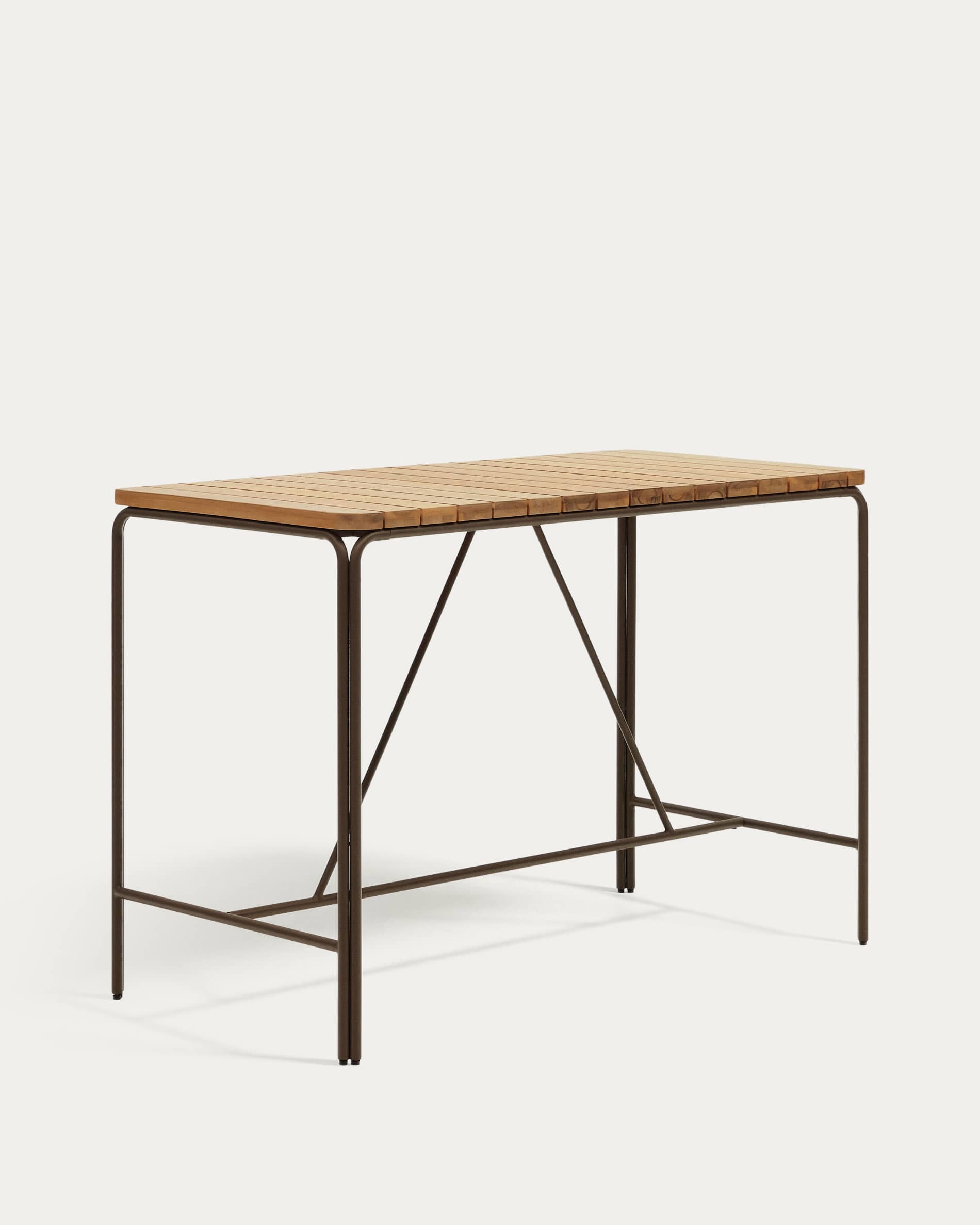 Salguer solid acacia & brown steel bar table, outdoor suitable, 140 x 70 cm FSC 100%