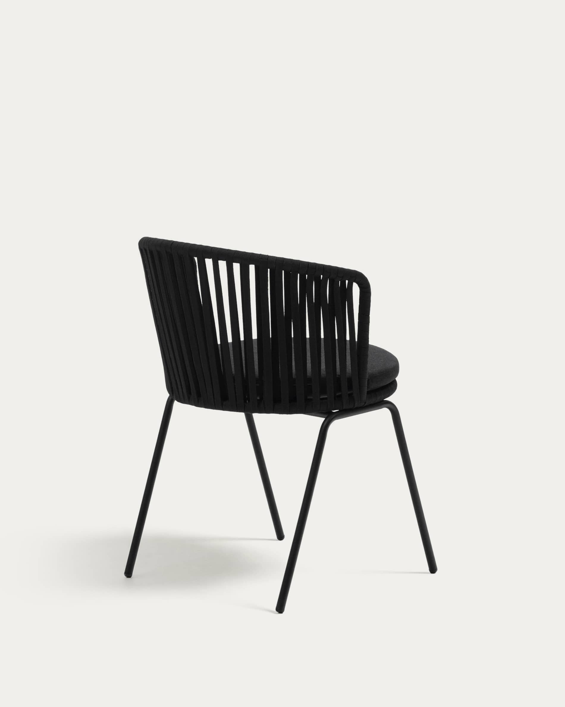 Saconca outdoor chair with cord and black galvanised steel