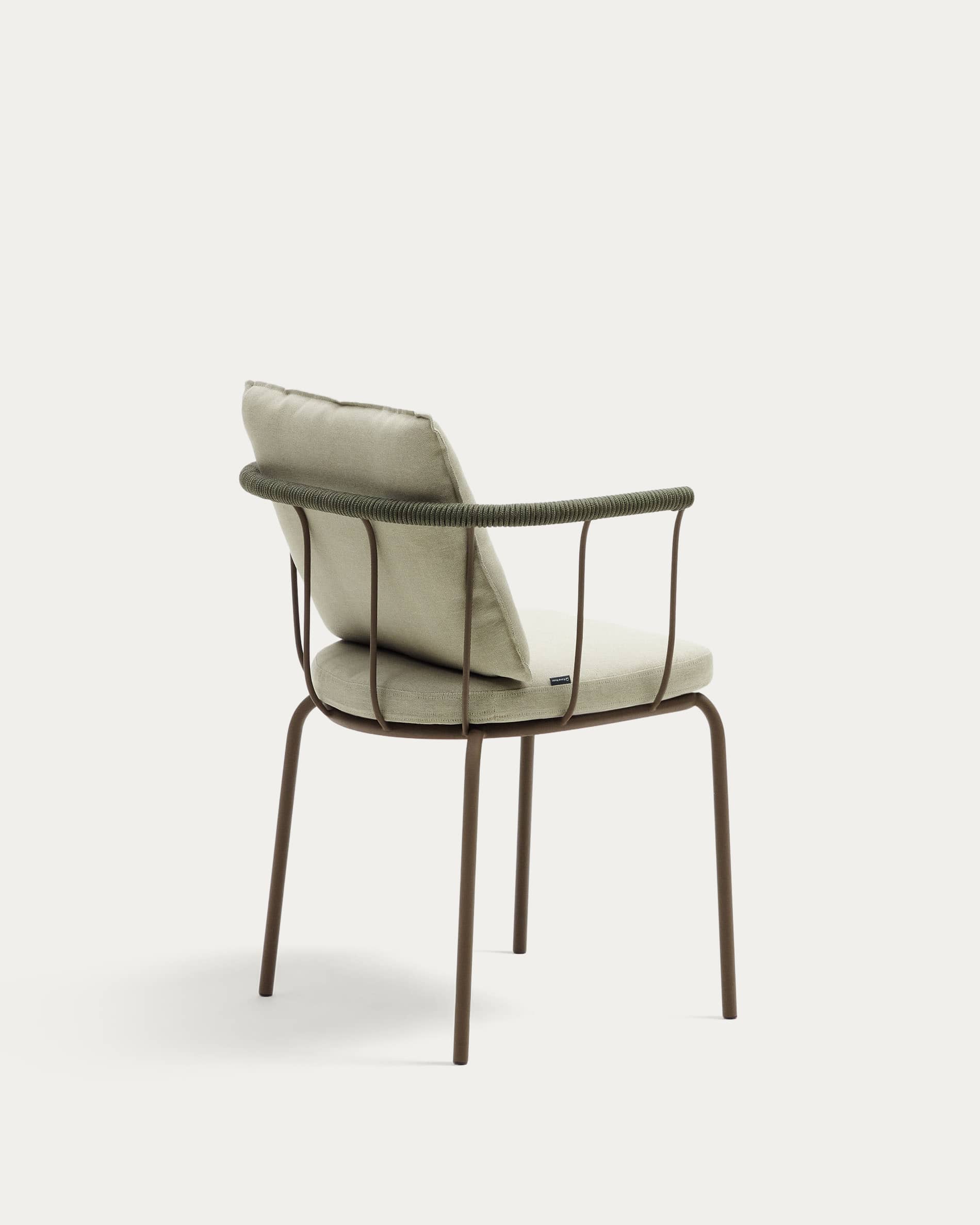 Salguer stackable chair in cord and steel with brown painted finish