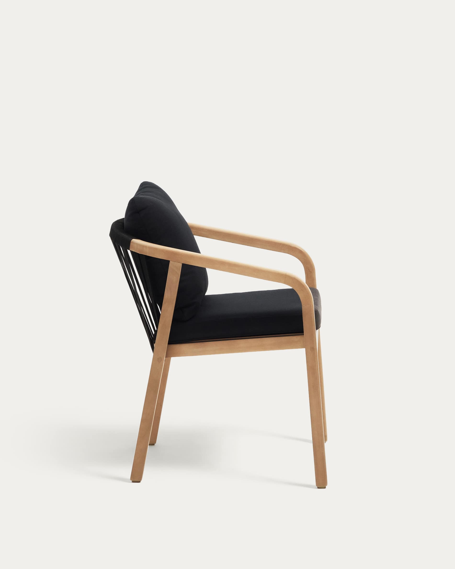 Malaret stackable chair in FSC 100% solid eucalyptus wood and black cord