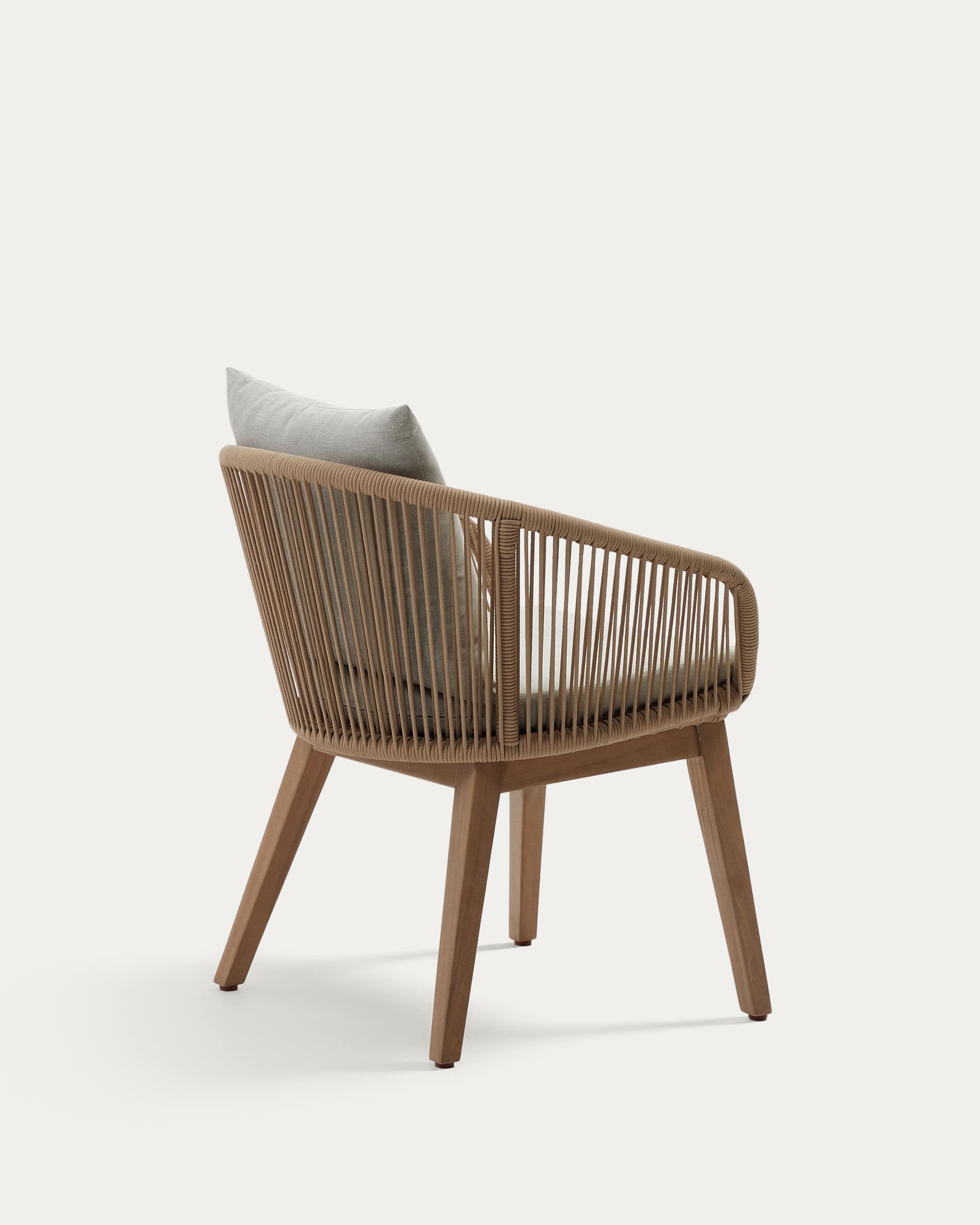 Portalo chair in beige cord with solid acacia wood legs