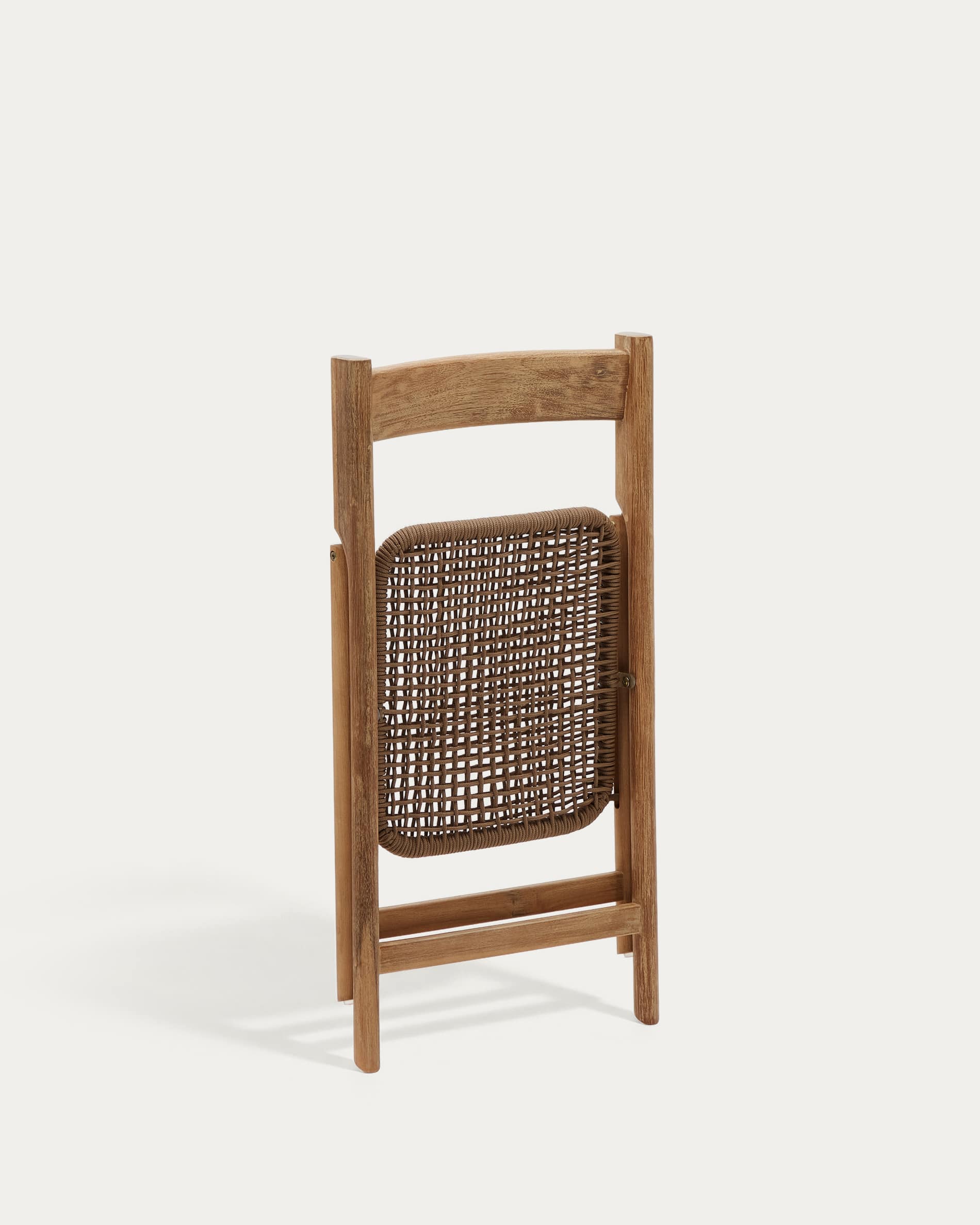 Dandara folding chair in solid acacia wood with steel structure and beige cord FSC 100%