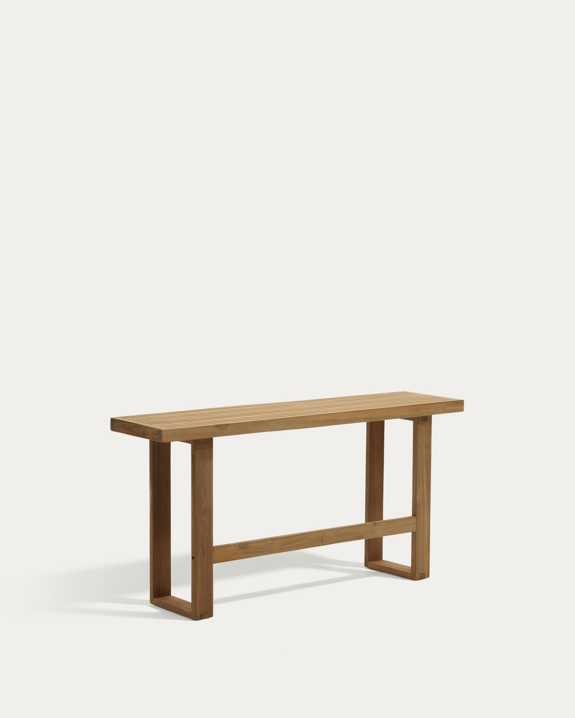Canadell 100% outdoor tall bench in solid teak wood, 130 cm