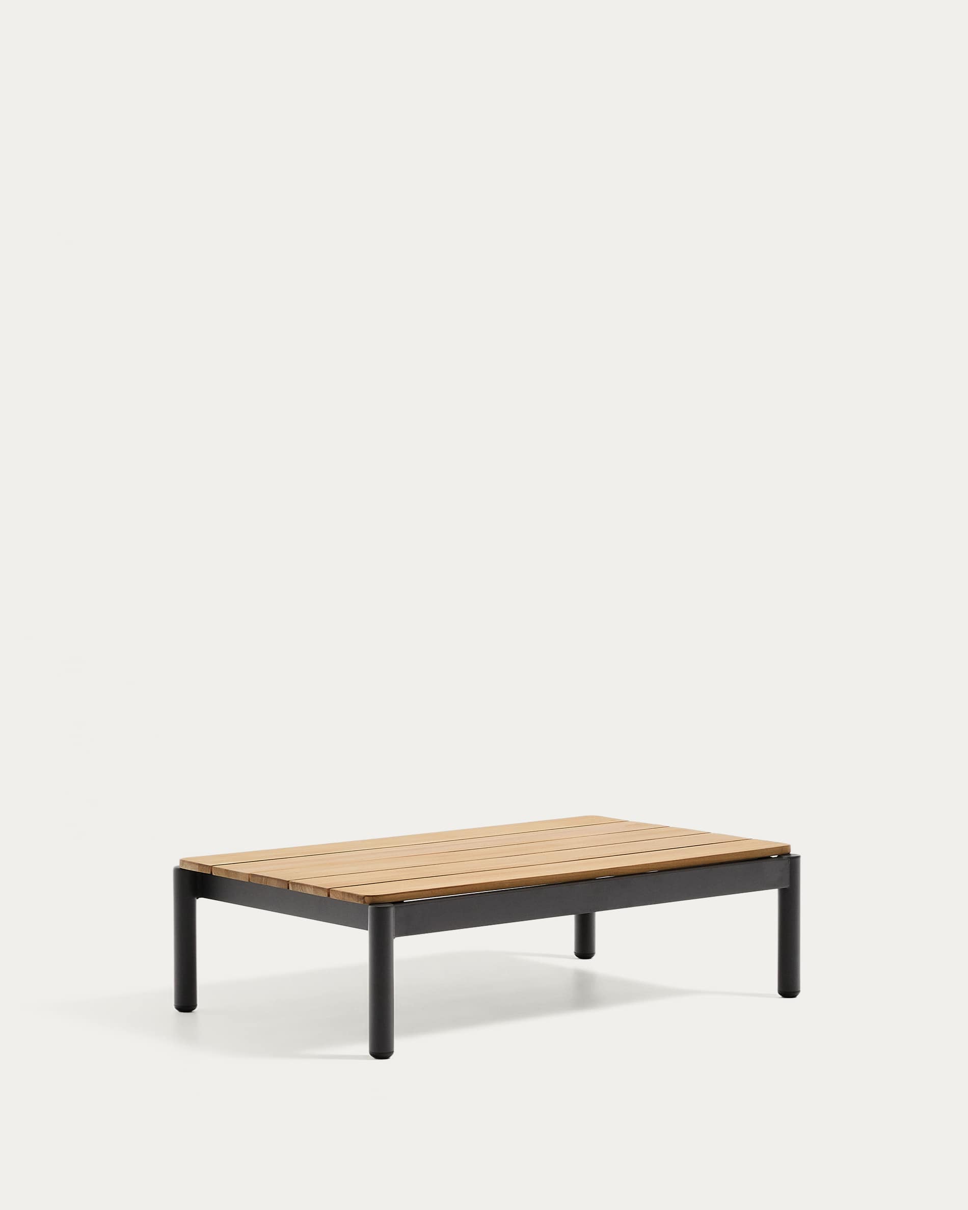 Sorells coffee table in gray aluminum and teak wood 52,4 x 91 cm FSC 100%