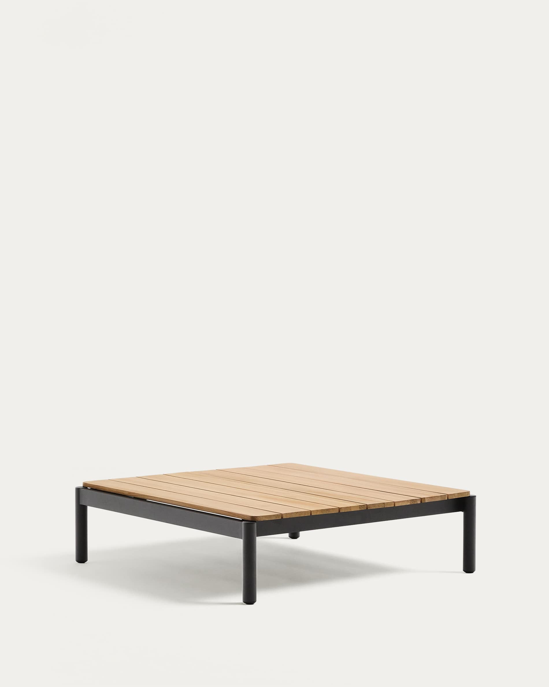 Sorells coffee table in gray aluminum and teak wood 89 x 91 cm FSC 100%