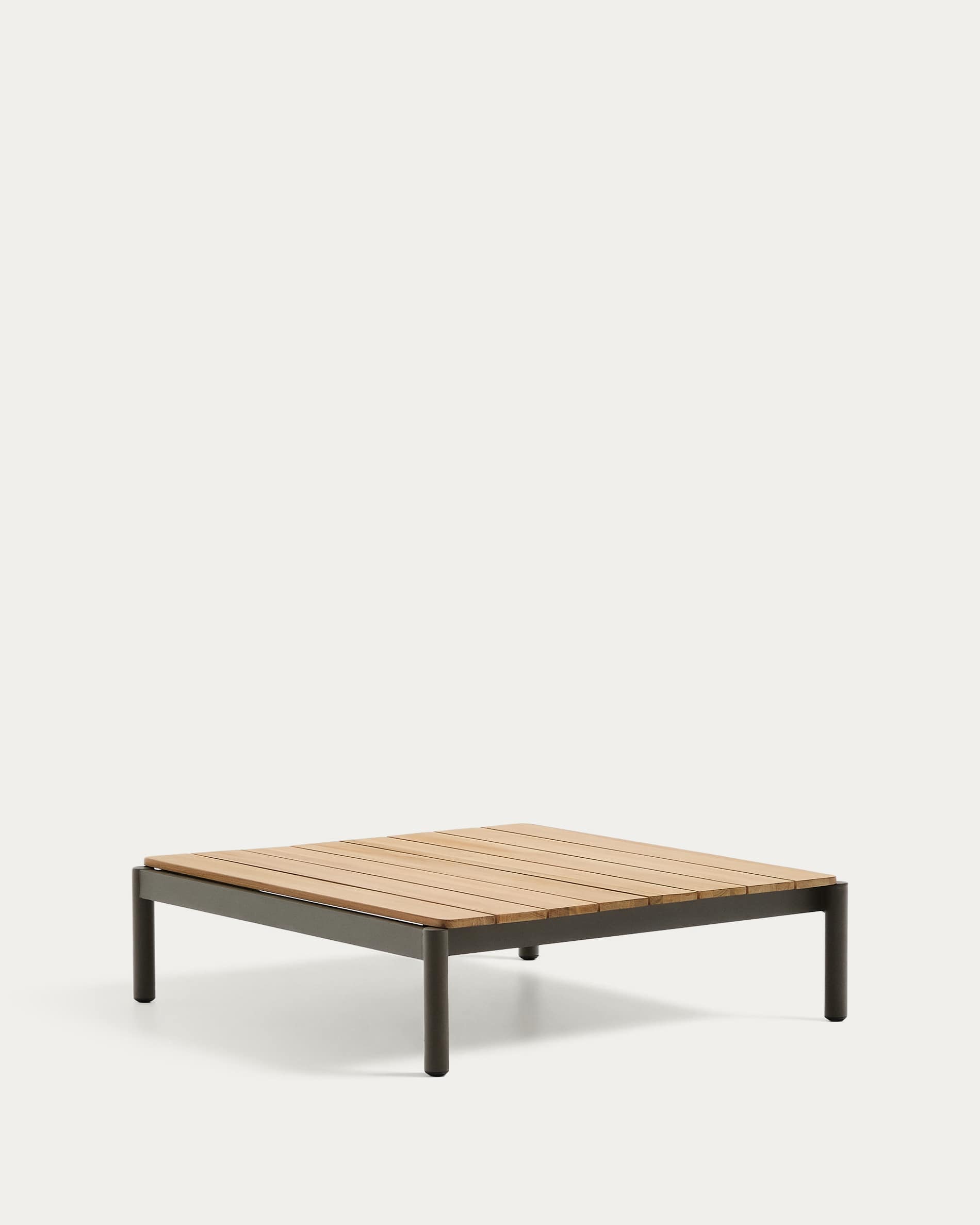Sorells coffee table in green aluminum and teak wood 89 x 91 cm FSC 100%