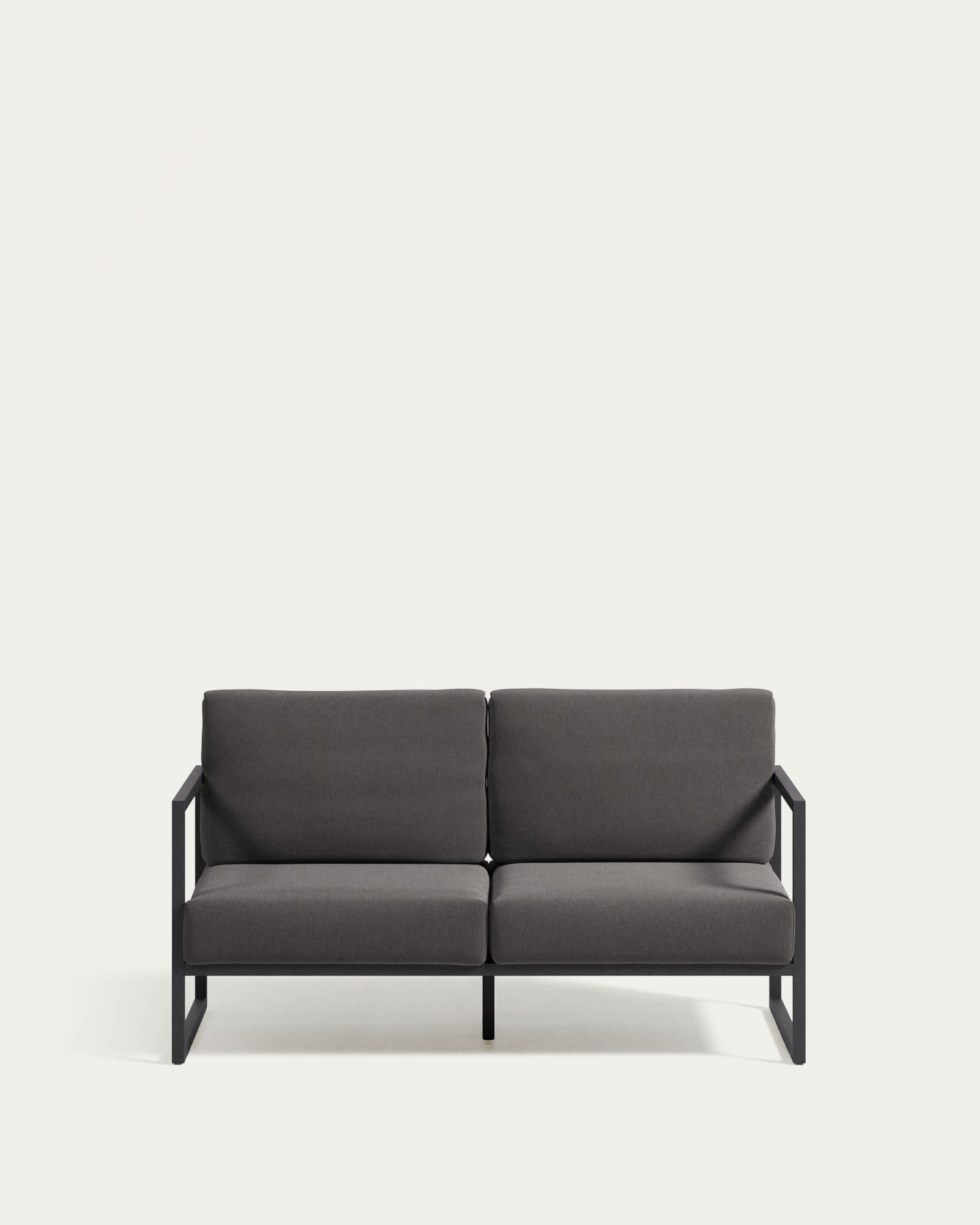 Comova 100% outdoor 2-seater sofa in dark grey and black aluminium, 150 cm
