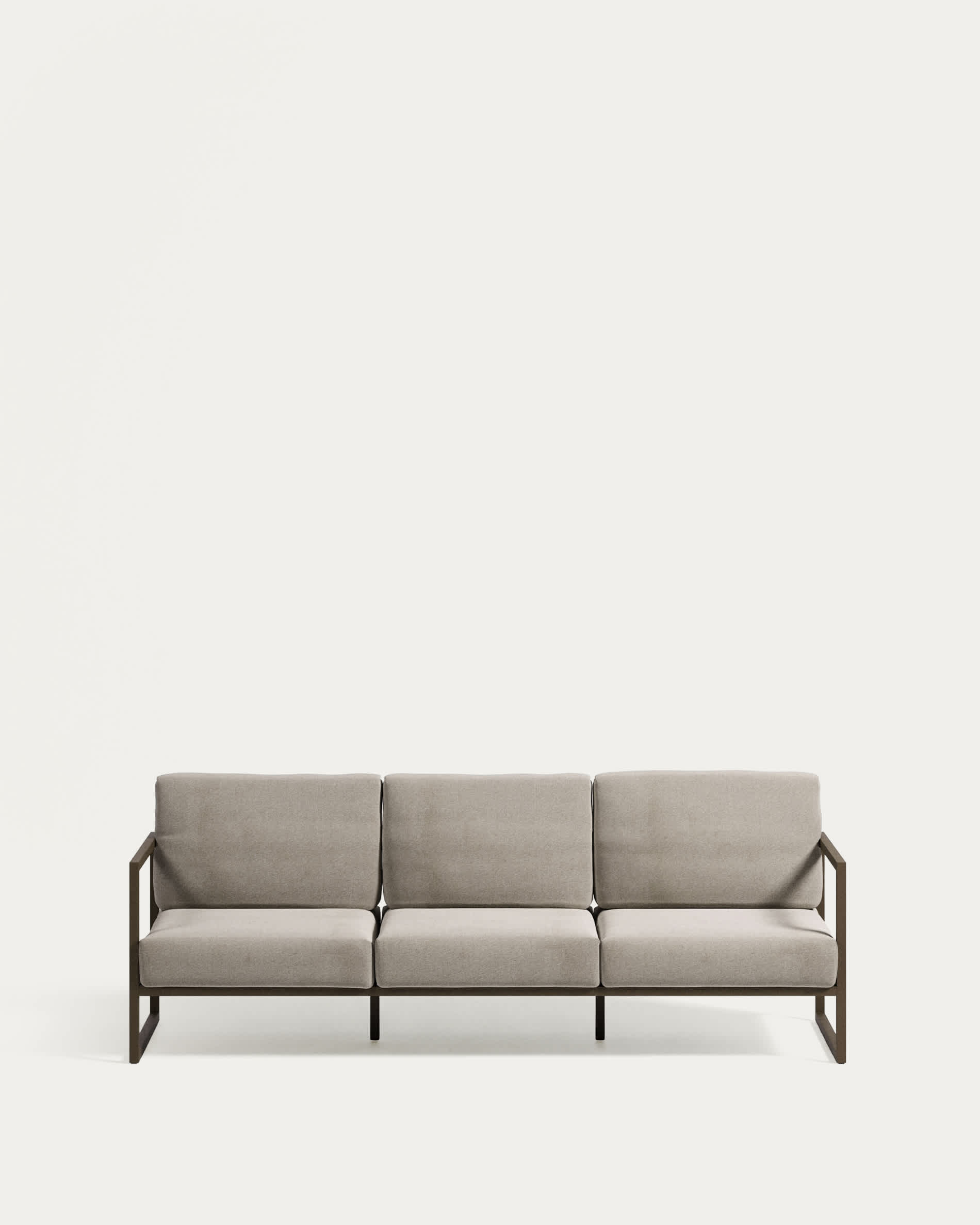 Comova 100% outdoor 3-seater sofa in light grey and green aluminium, 222 cm