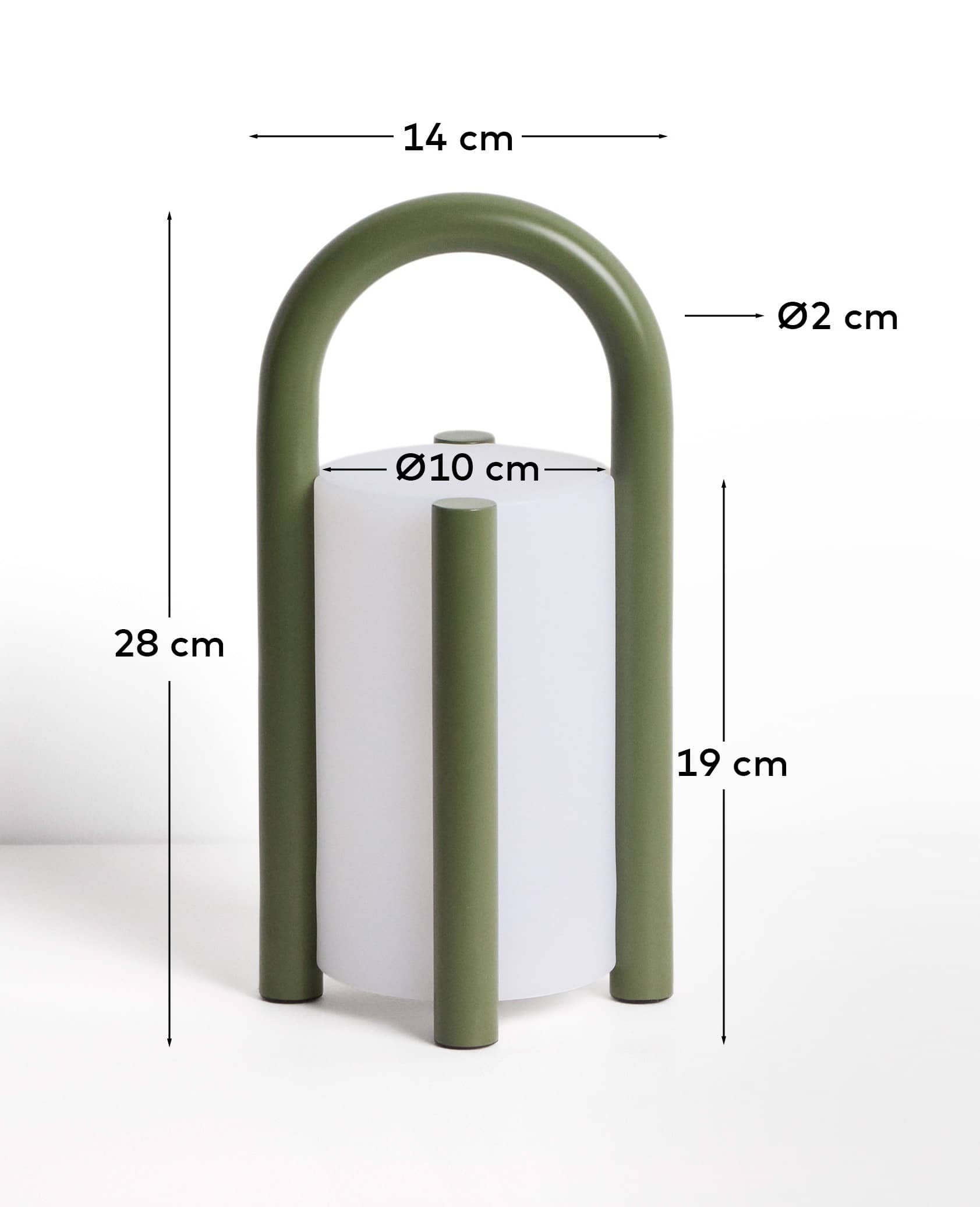 Leros small portable table lamp in green polyethylene and steel