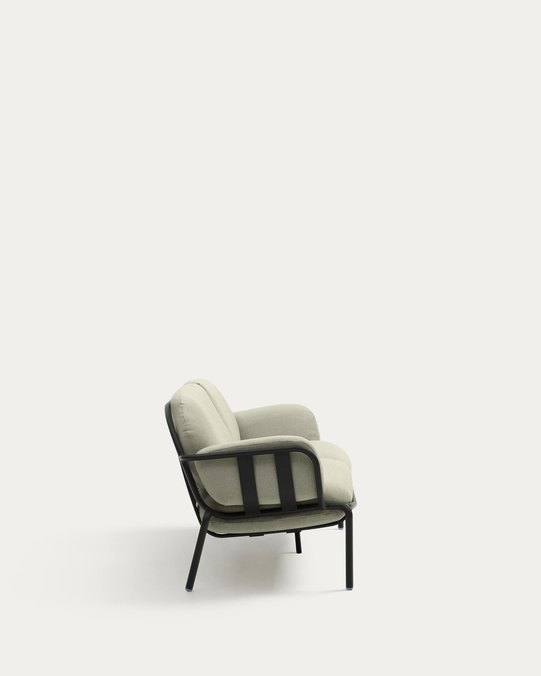 Joncols outdoor 3-seater sofa in aluminium with grey painted finish and beige cushions 224cm
