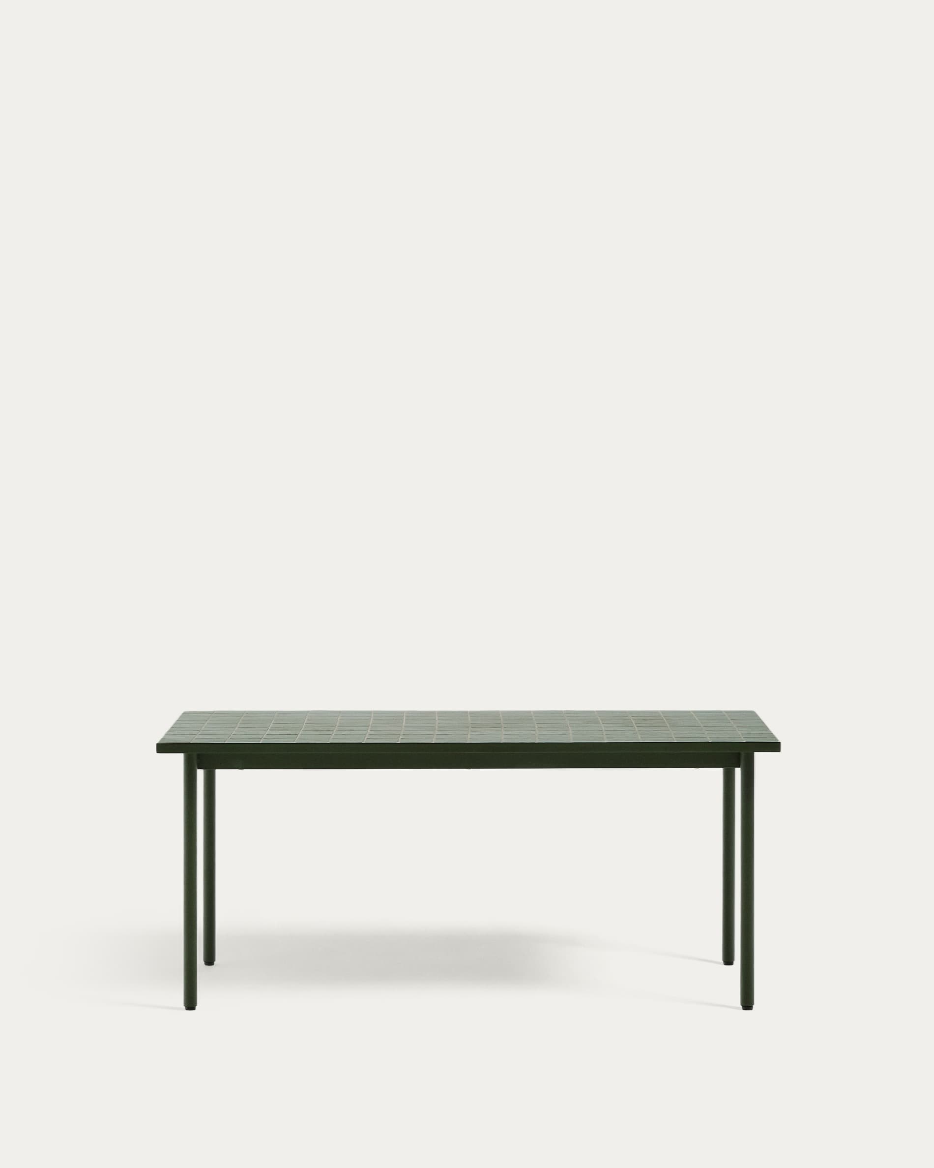 Maurina outdoor table in green galvanised steel with green tiles