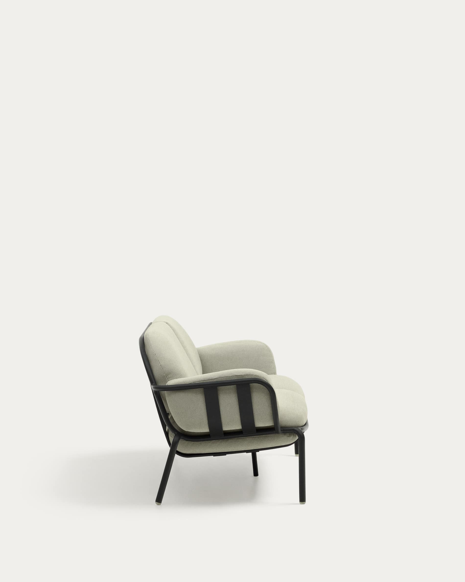 Joncols outdoor 2-seater sofa in aluminium with grey painted finish and beige cushions 164cm