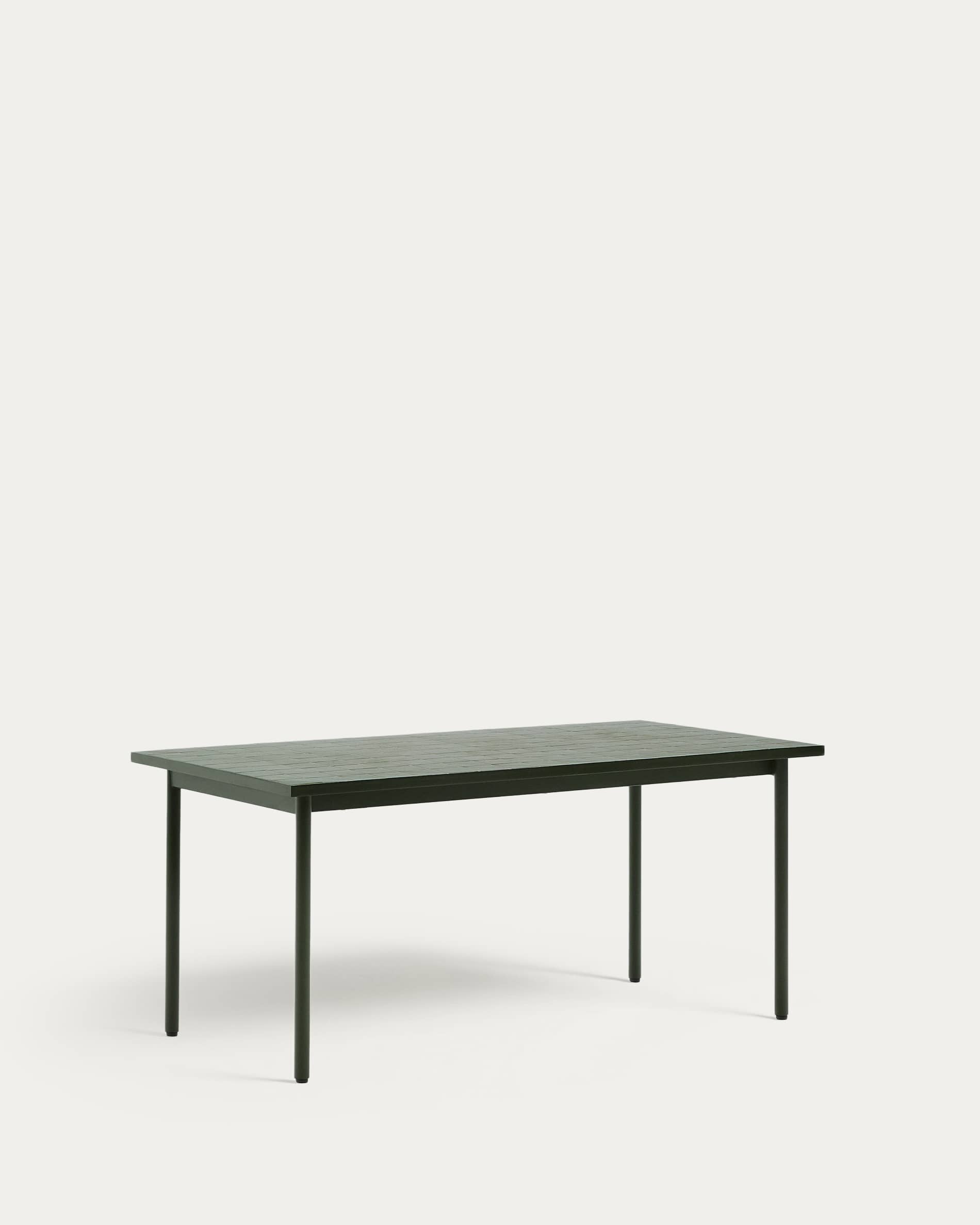 Maurina outdoor table in green galvanised steel with green tiles