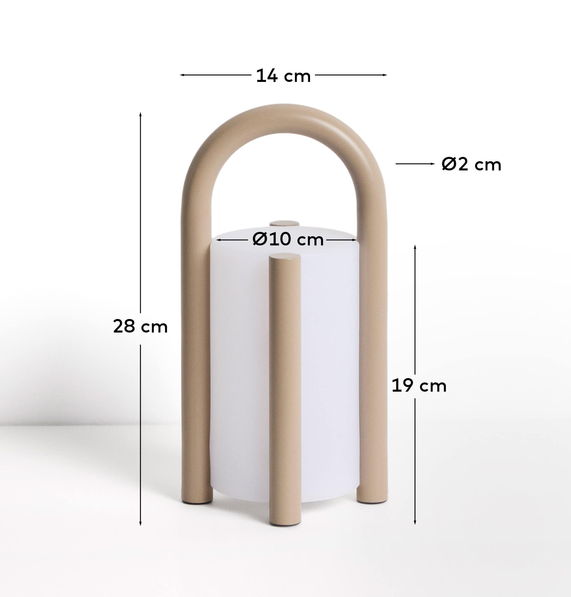 Leros small portable table lamp in taupe polyethylene and steel