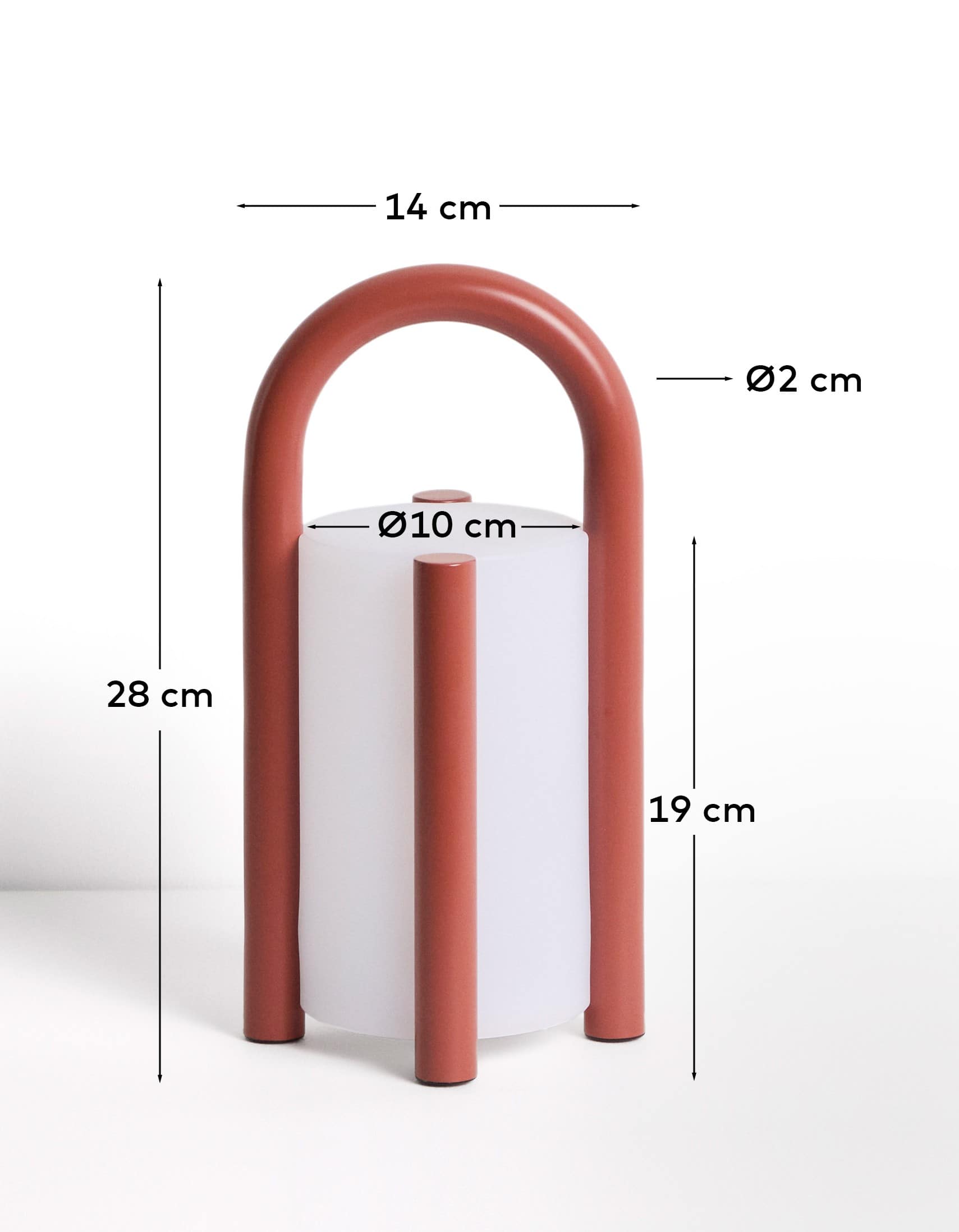 Leros small portable table lamp in terracotta polyethylene and steel