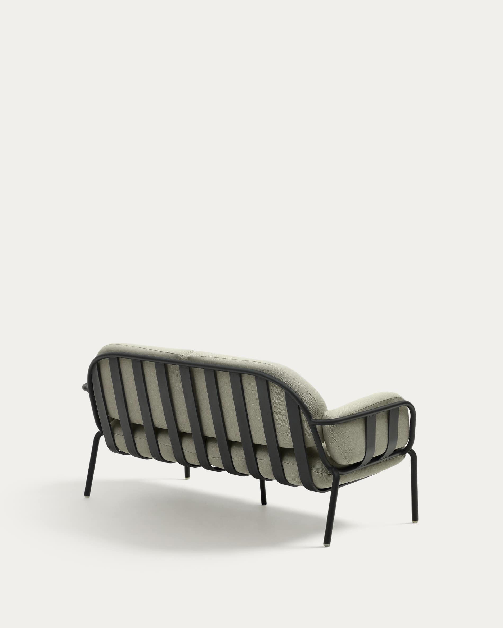 Joncols outdoor 2-seater sofa in aluminium with grey painted finish and beige cushions 164cm