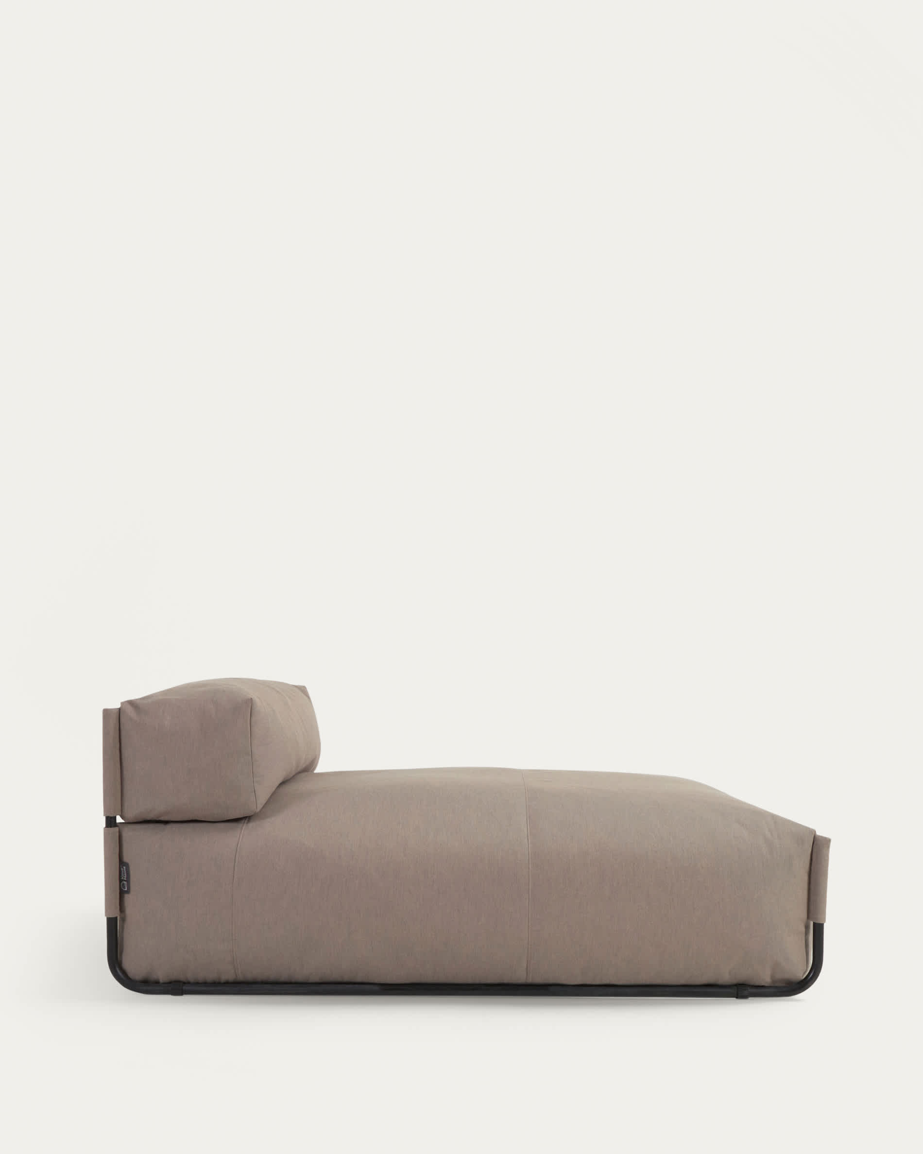 Square chaise longue pouffe with backrest in green with black aluminium, 165 x 101 cm