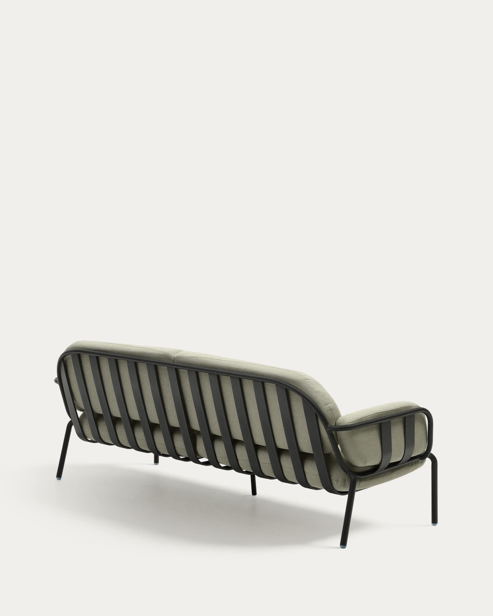 Joncols outdoor 3-seater sofa in aluminium with grey painted finish and beige cushions 224cm