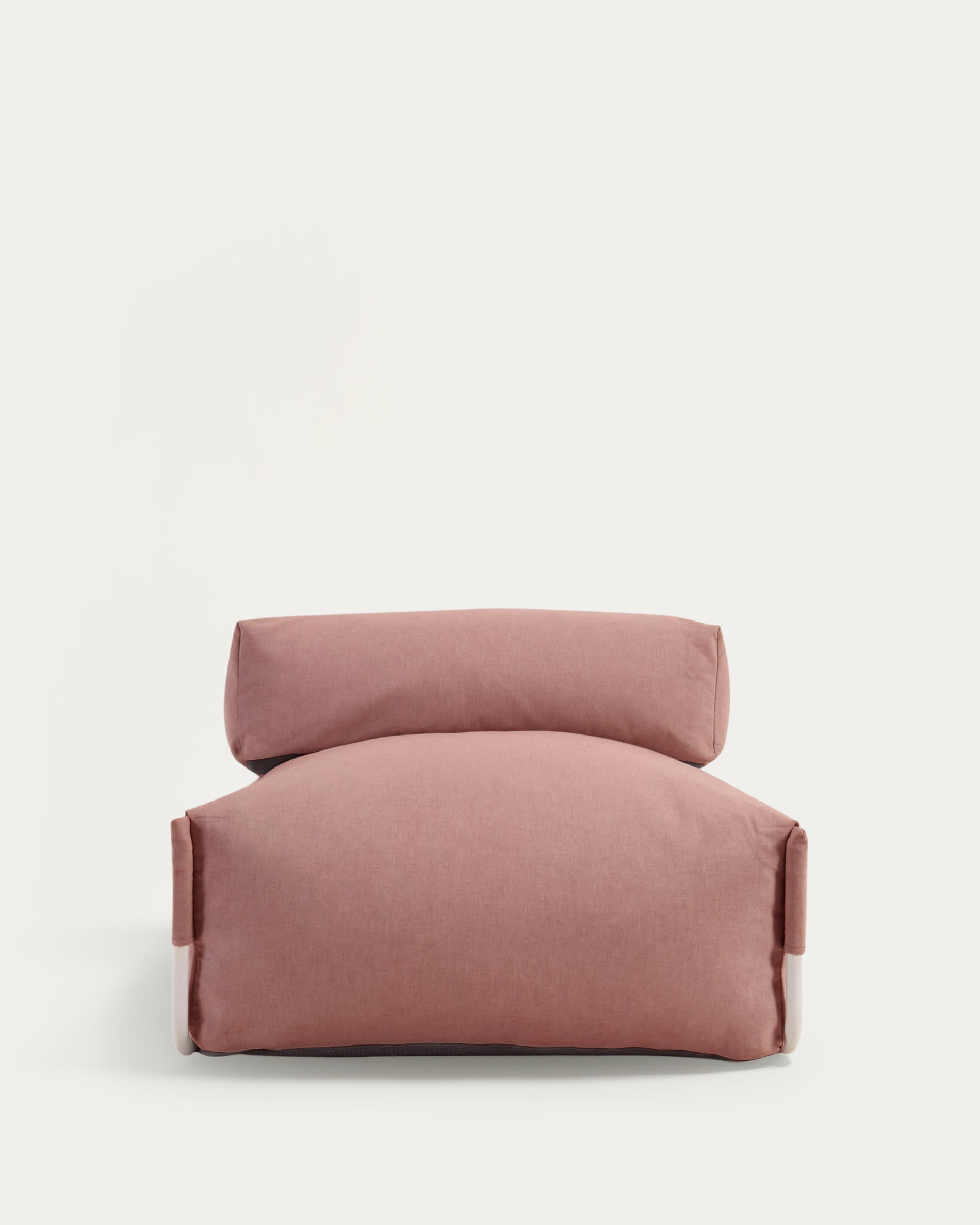 Square modular 100% outdoor sofa pouffe w/ backrest, terracotta, white aluminium 101x101cm