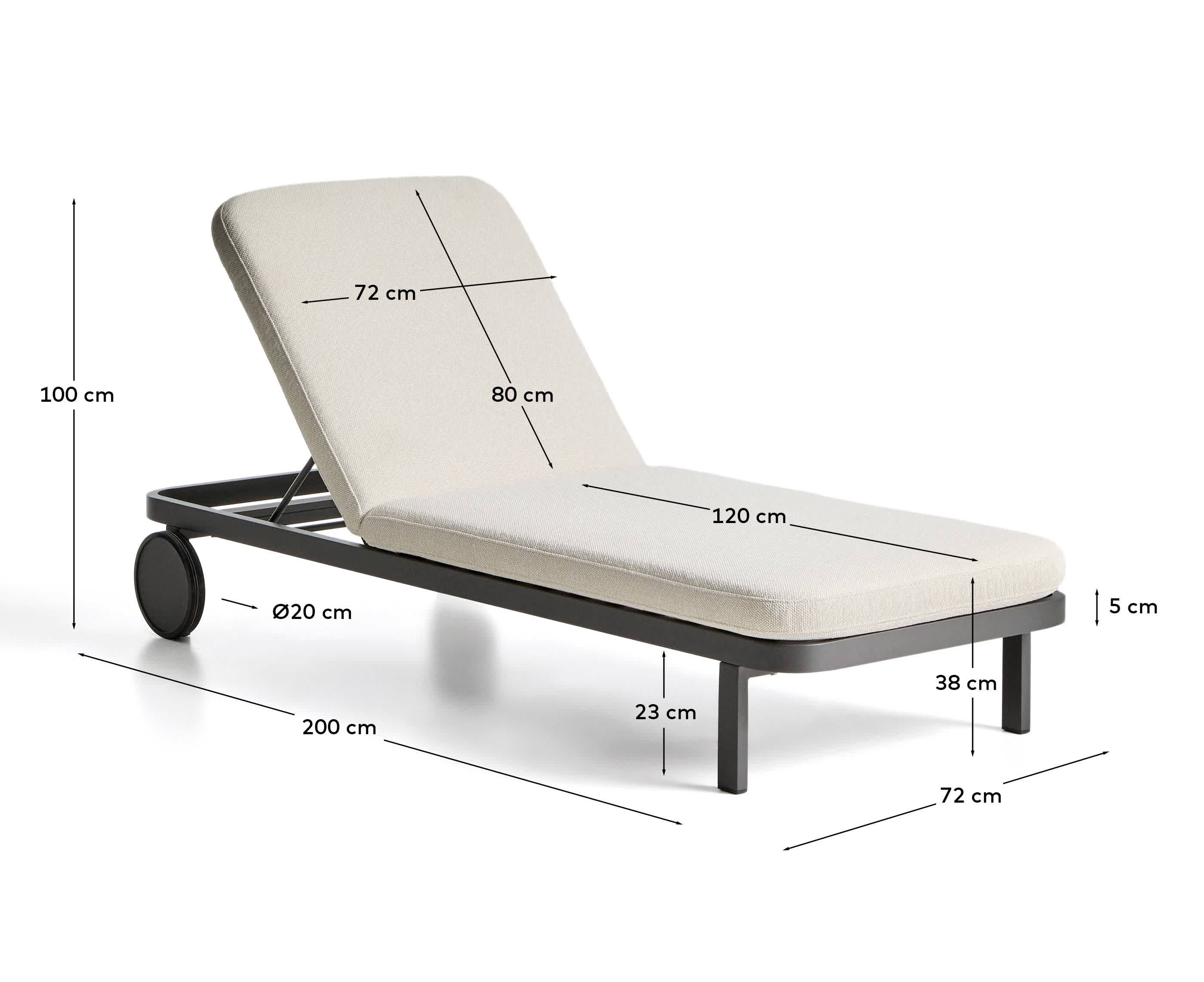 Kionia graphite aluminium sun lounger.
