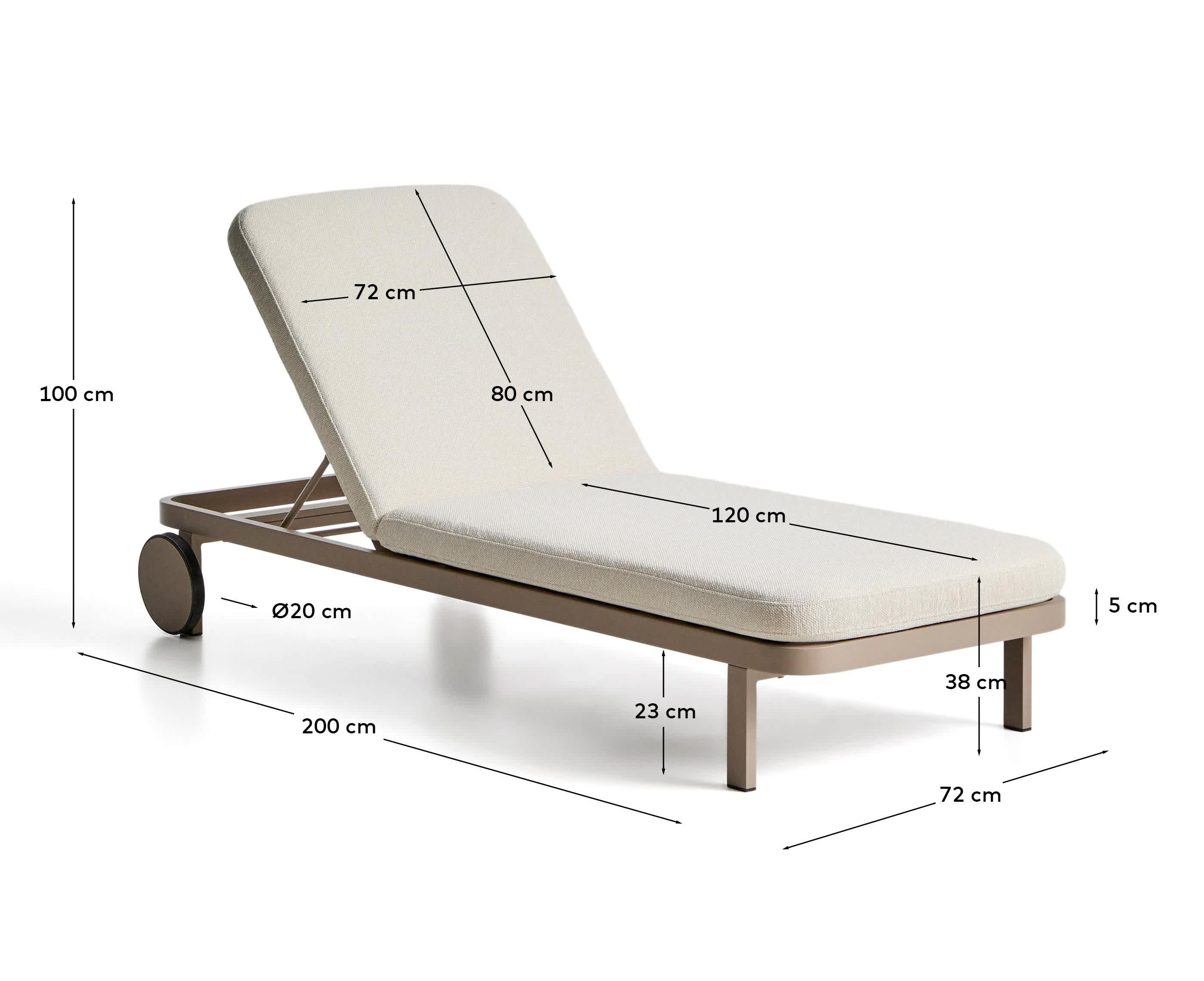 Kionia taupe aluminium sun lounger.