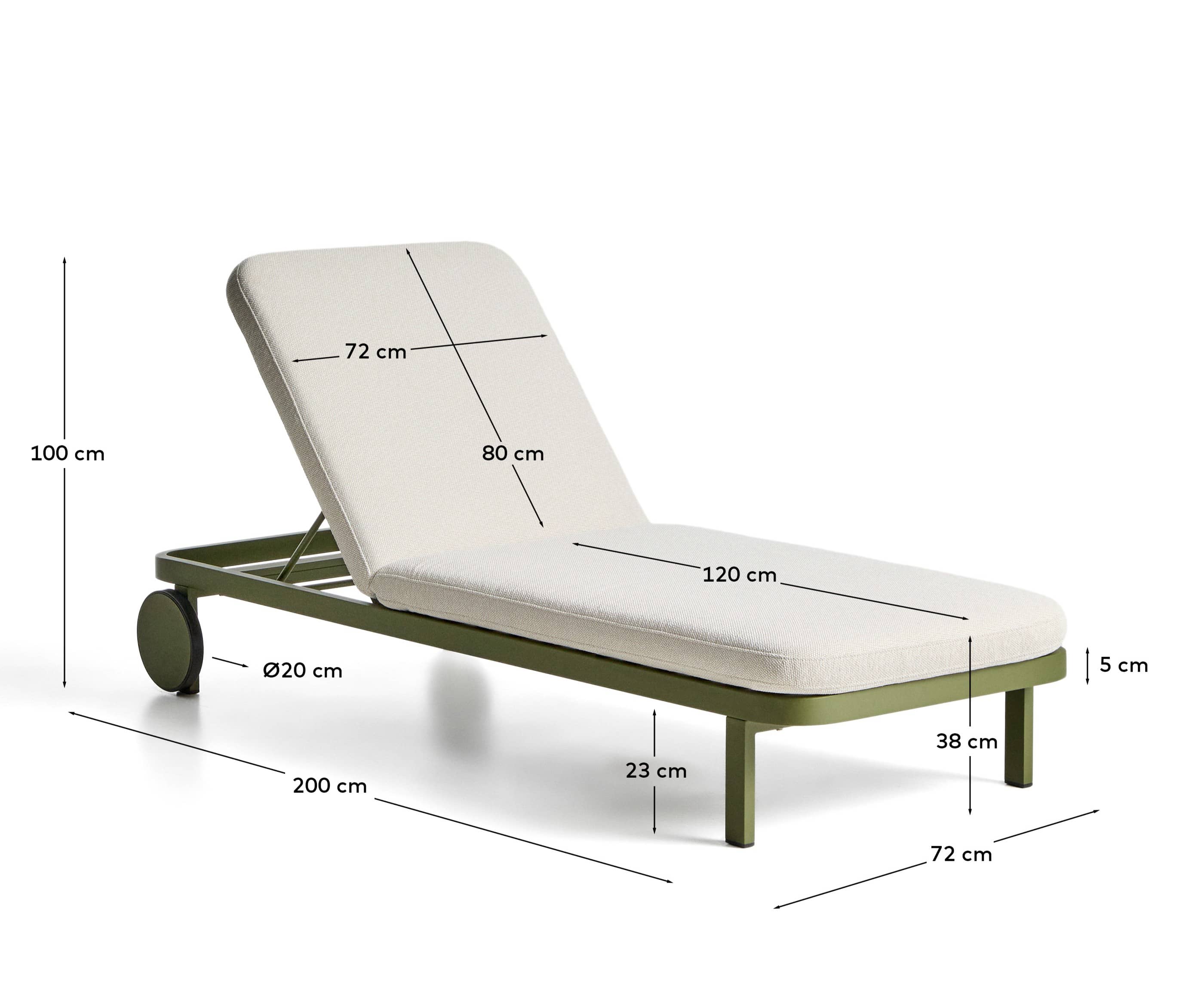 Kionia green aluminium sun lounger.