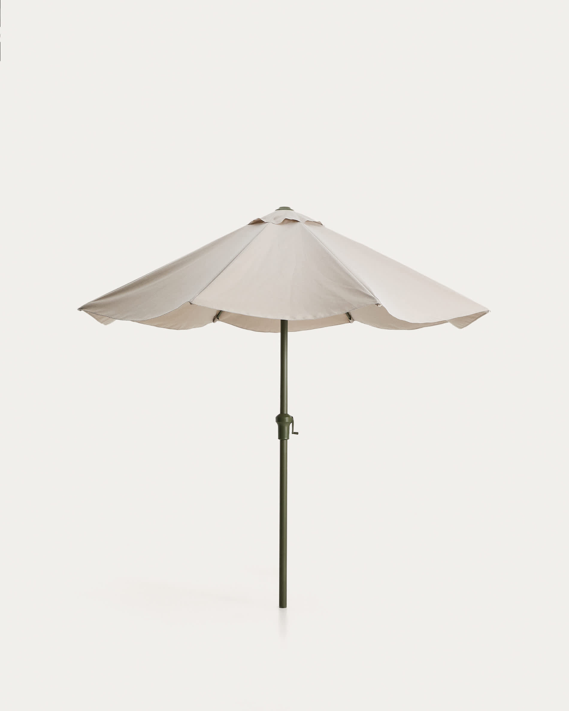 Milna beige parasol with central pole and green steel structure Ø300cm