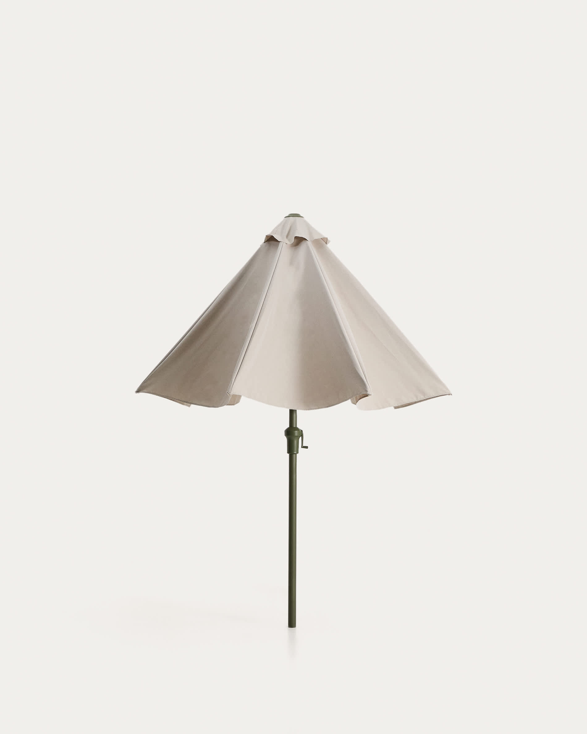 Milna beige parasol with central pole and green steel structure Ø300cm