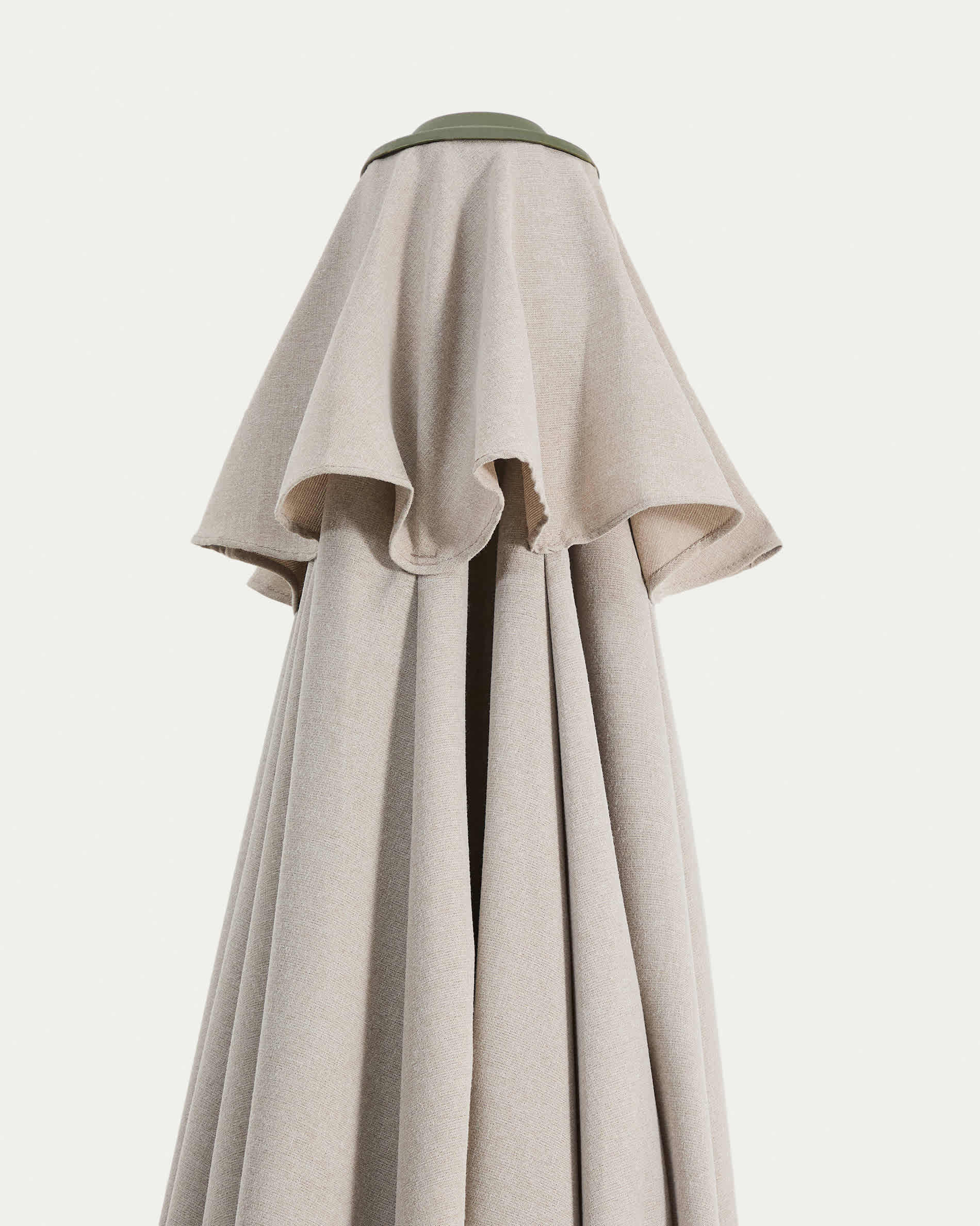 Milna beige parasol with central pole and green steel structure Ø300cm