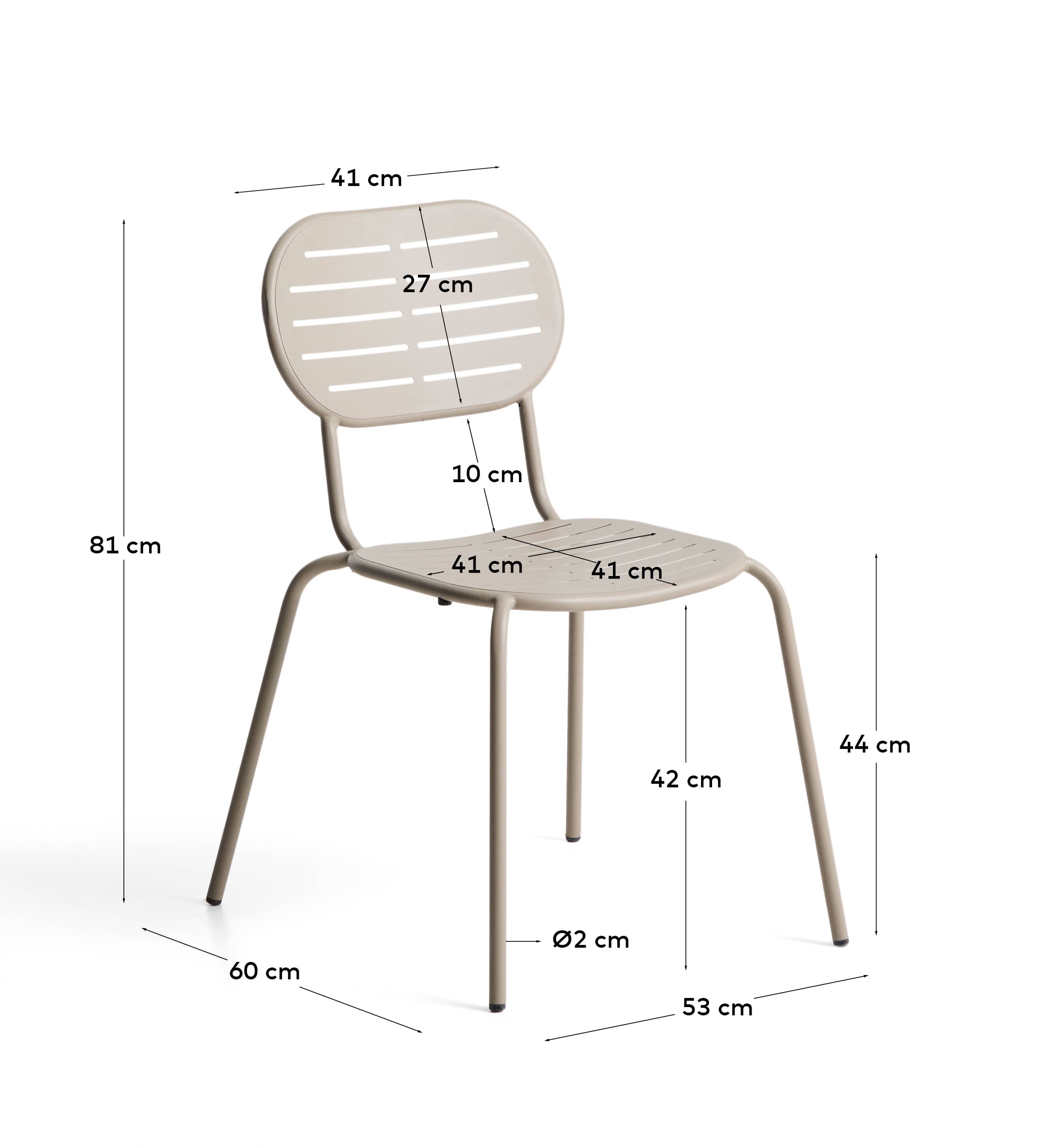 Brai stackable outdoor chair in taupe galvanised steel